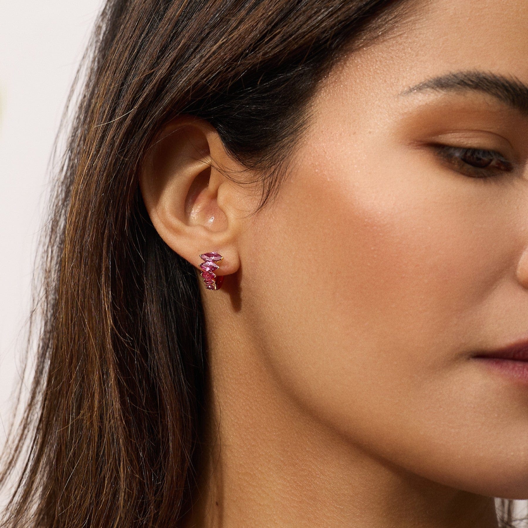 Emily P. Wheeler 18K Yellow Gold Pink Tourmaline Arashi Huggie Earrings - Image 2