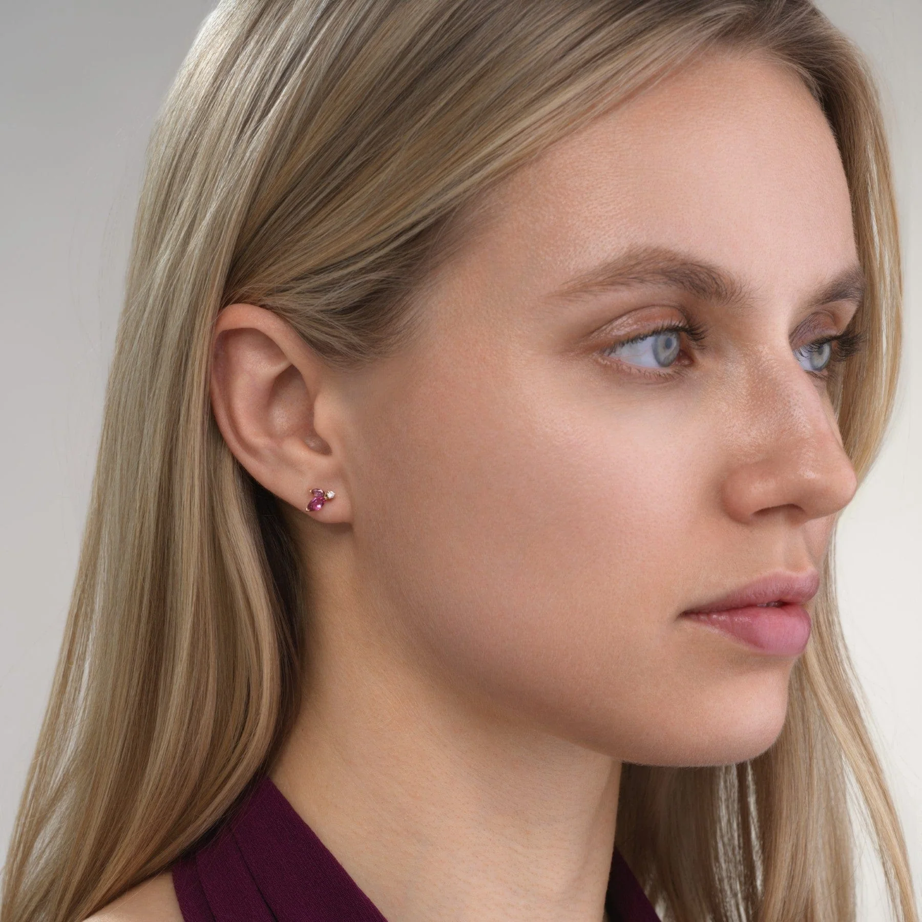 Emily P. Wheeler 18K Yellow Gold Pink Tourmaline Mini Pollack Stud Earrings - Image 2