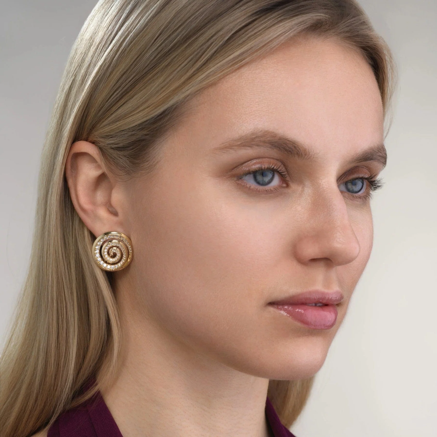 Emily P. Wheeler 18K Yellow Gold Spiral Diamond Stud Earrings - Image 2