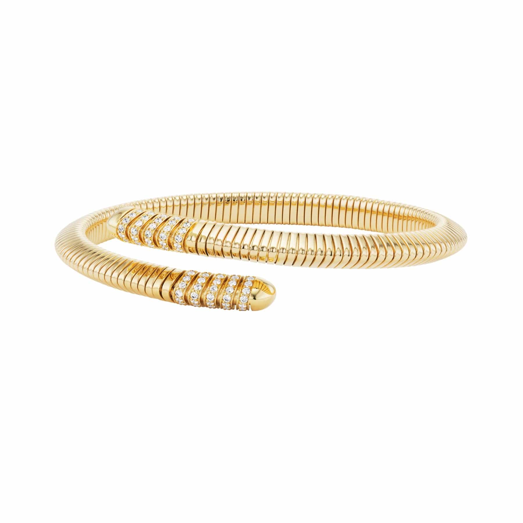 Emily P. Wheeler 18K Yellow Gold Tri Tubogas Flexible Diamond Bracelet