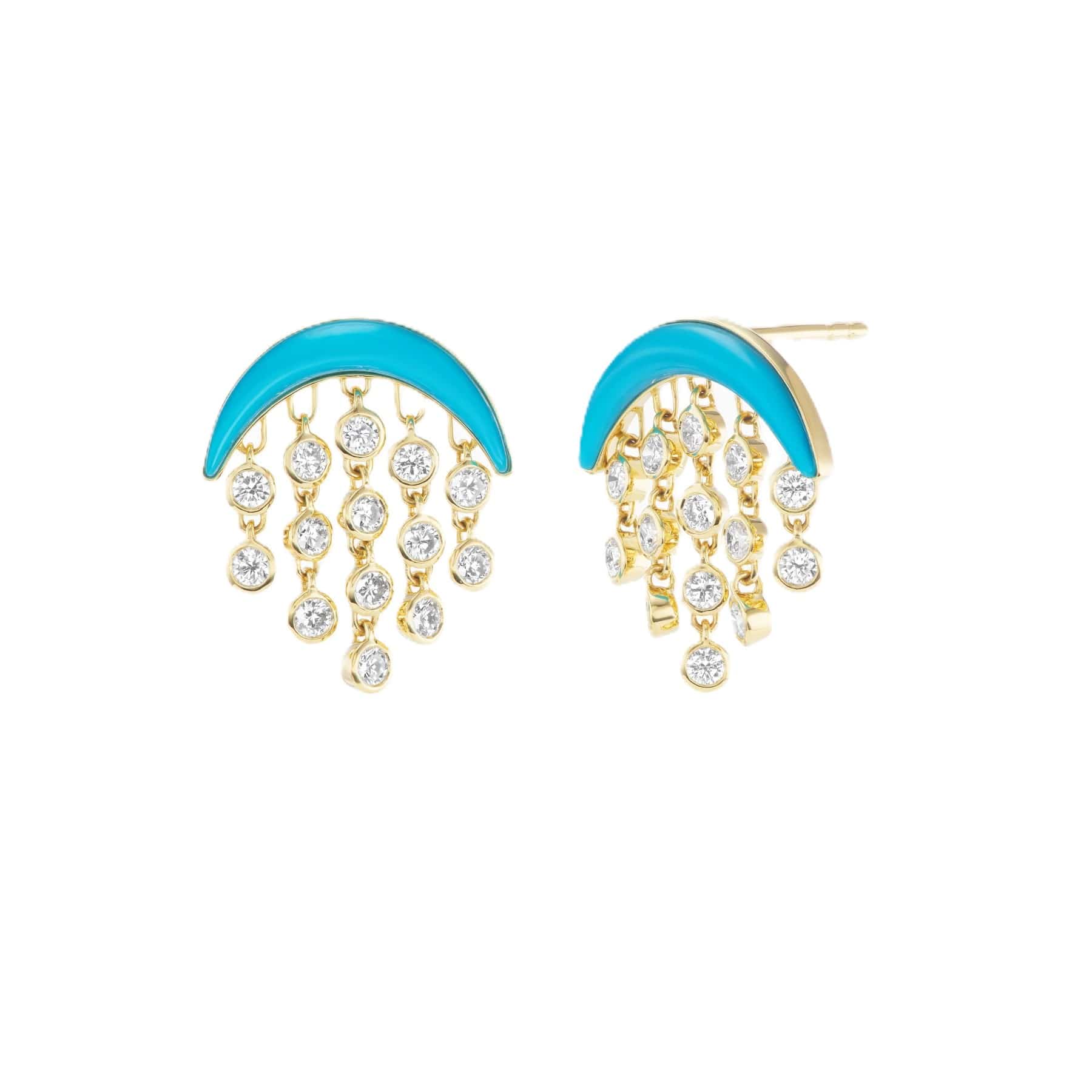Emily P. Wheeler 18K Yellow Gold Turquoise and Diamond Baby Fringe Earrings