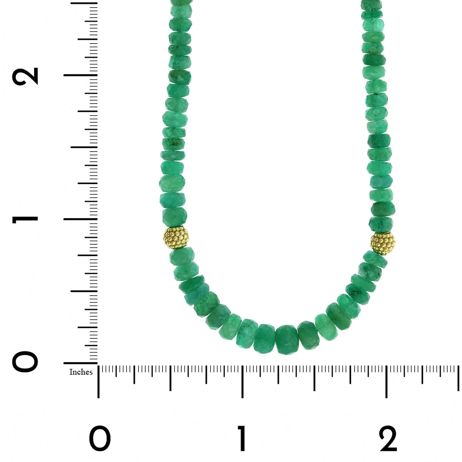 18K Yellow Gold Emerald Bead Necklace - Image 3