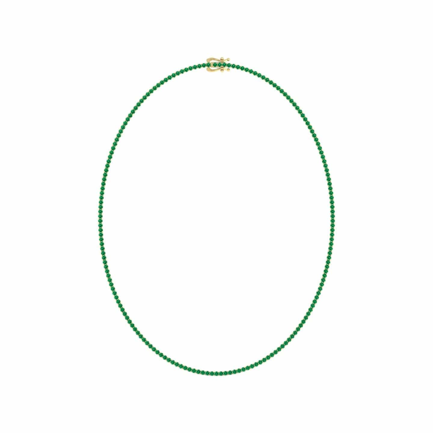 18K Yellow Gold Emerald Tennis Necklace