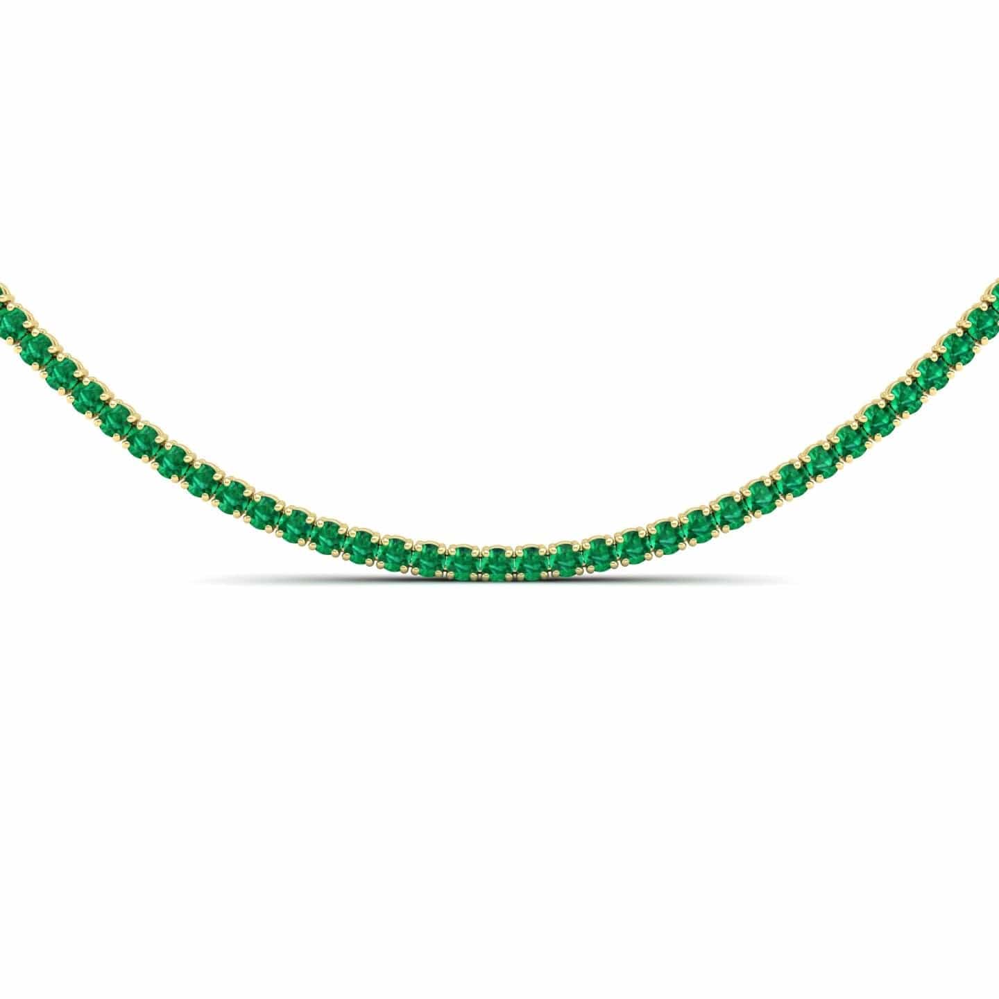 18K Yellow Gold Emerald Tennis Necklace - Image 2