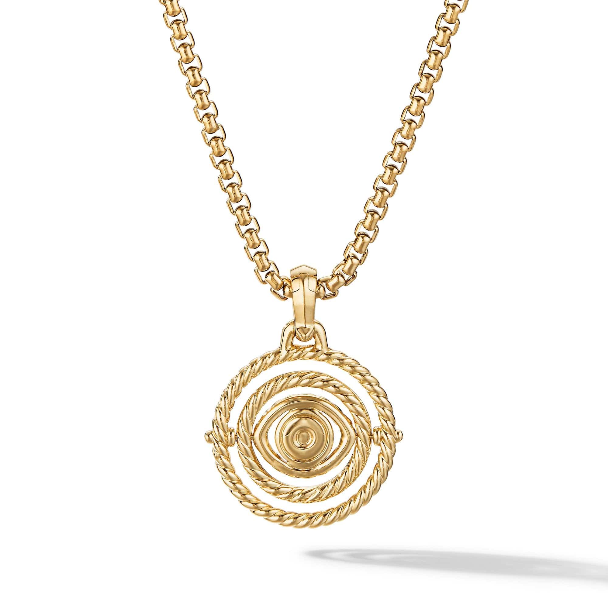 Evil Eye Mobile Amulet 18K Yellow Gold with Pavé Emeralds and Diamonds, 20.5mm - Image 3
