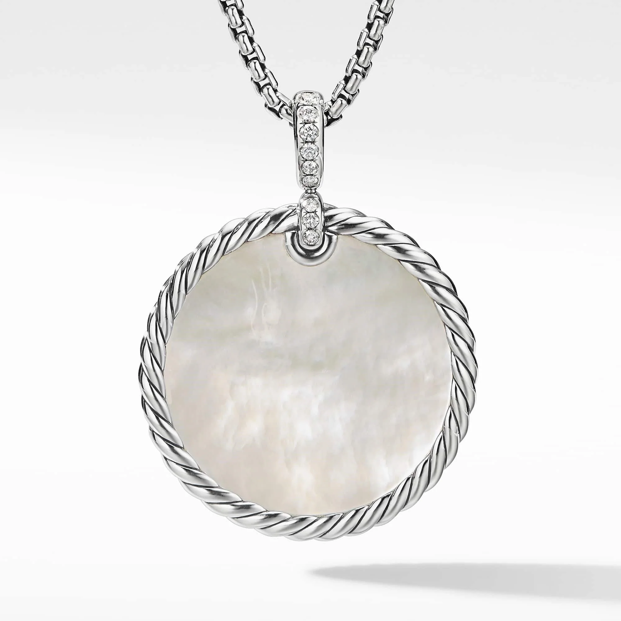 DY Elements® Reversible Disc Pendant with Black Onyx and Mother of Pearl and Pavé Diamonds - Image 2