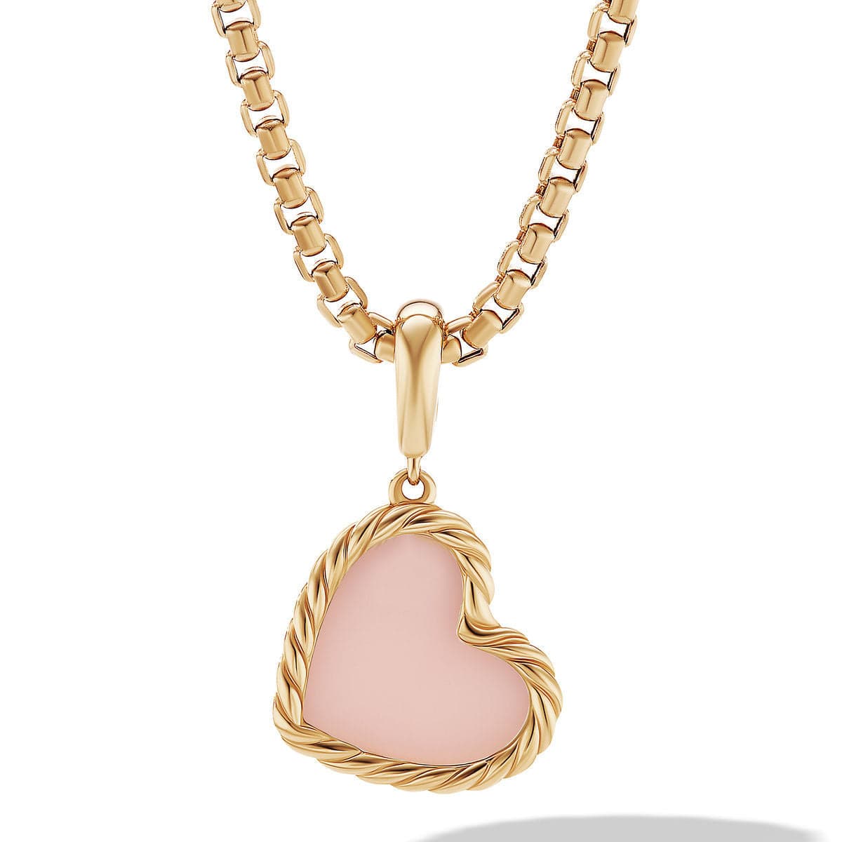 DY Elements ®Heart Amulet in 18K Yellow Gold with Pink Opal