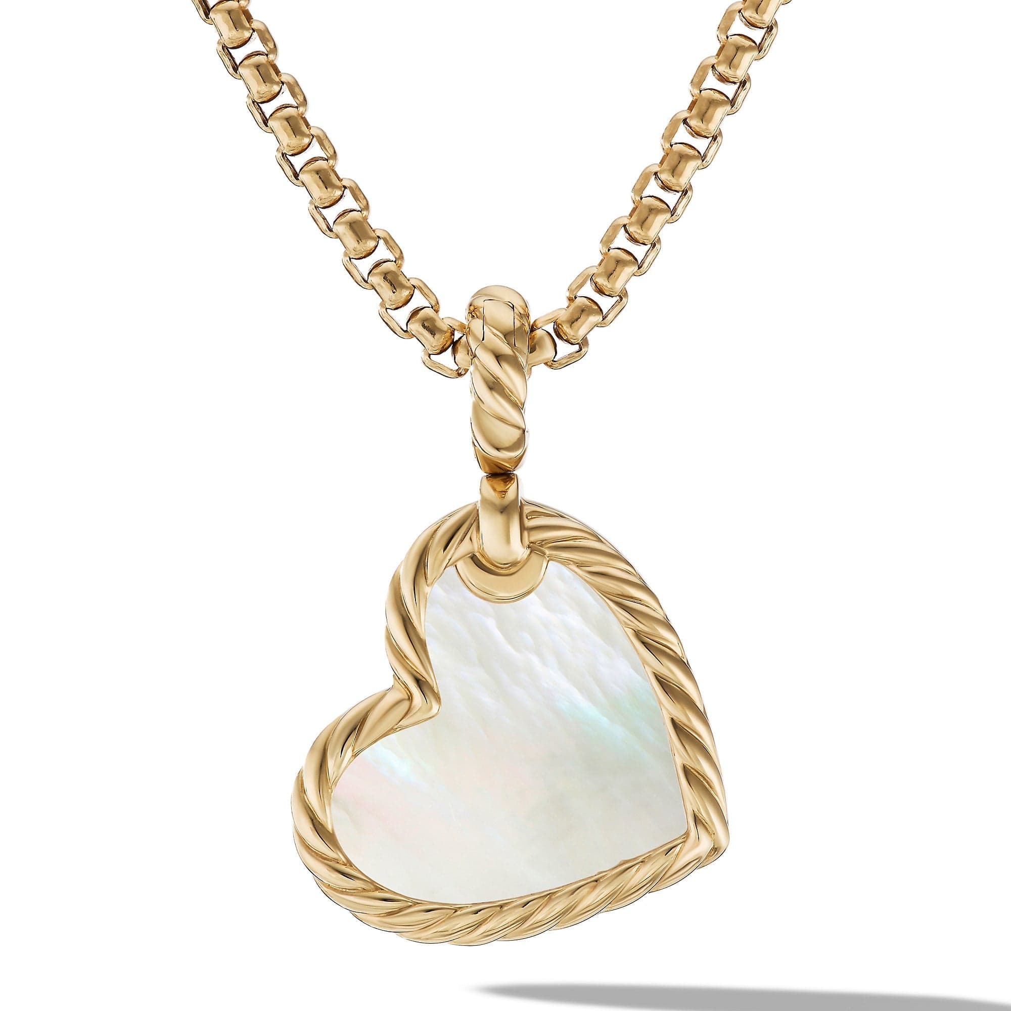 DY Elements® Heart Amulet in 18K Yellow Gold with Mother of Pearl and Pavé Diamonds - Image 2
