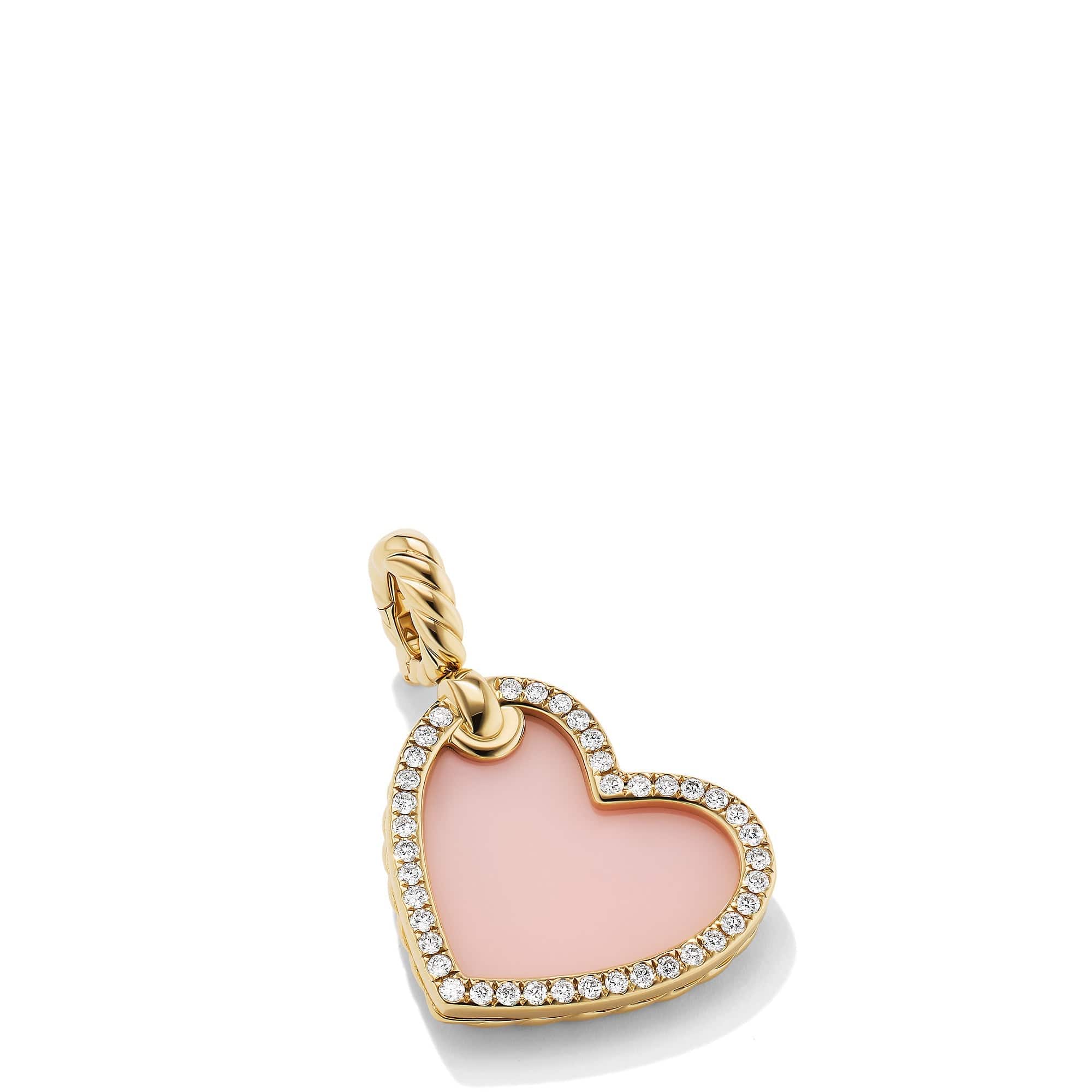 DY Elements® Heart Amulet in 18K Yellow Gold with Pink Opal and Pavé Diamonds - Image 2
