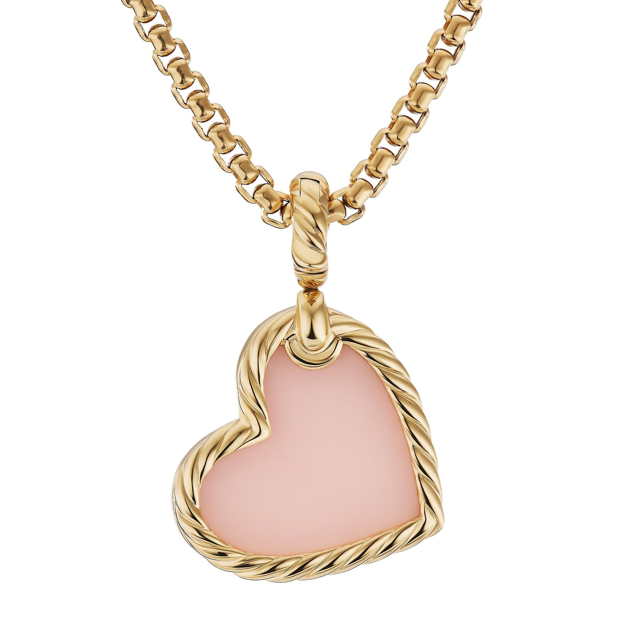 DY Elements® Heart Amulet in 18K Yellow Gold with Pink Opal and Pavé Diamonds - Image 3