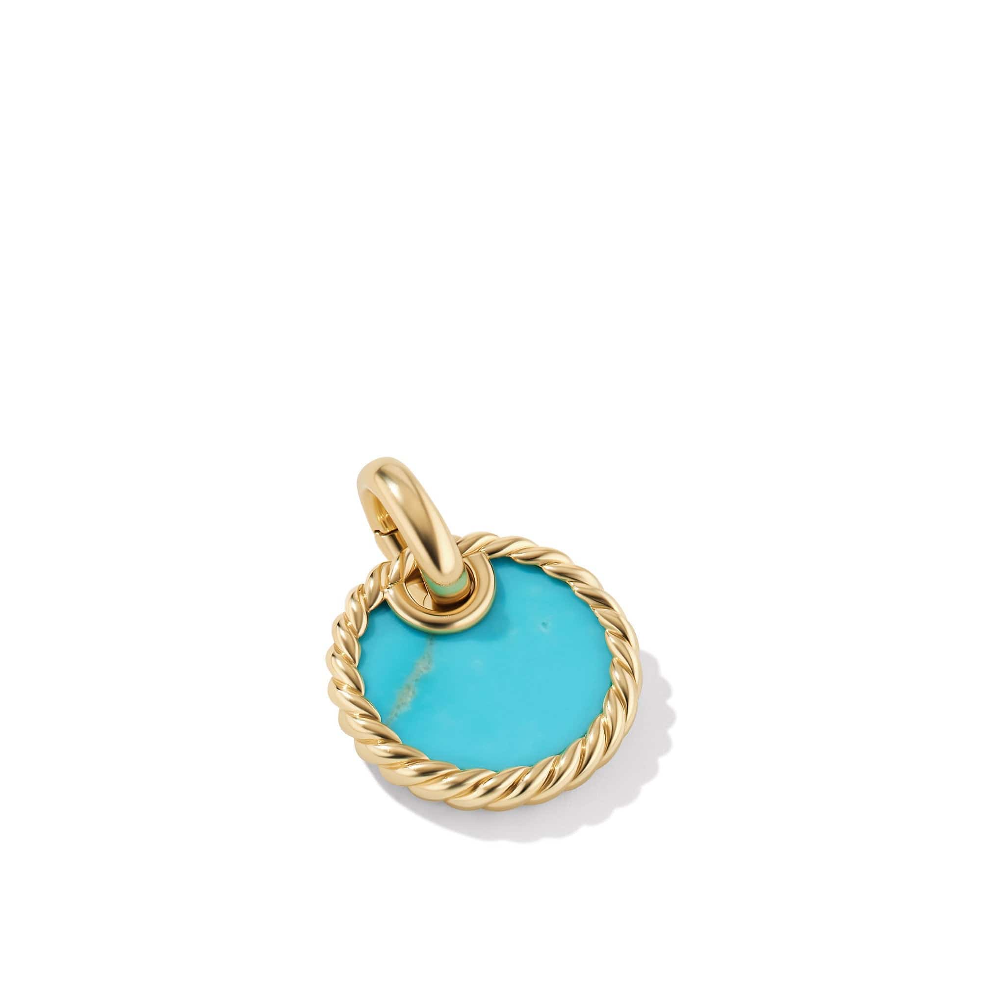 DY Elements® Disc Pendant in 18K Yellow Gold with Turquoise - Image 2