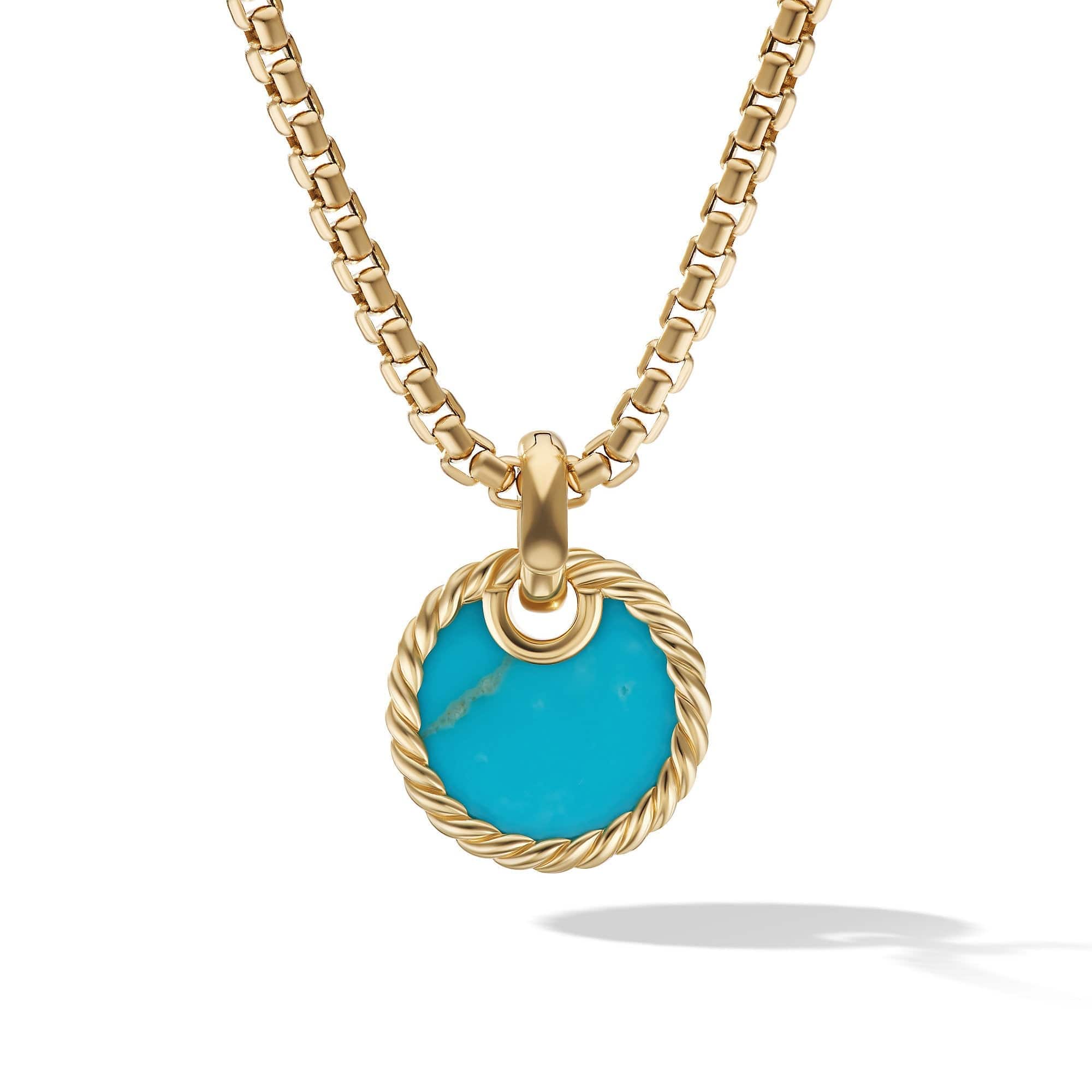 DY Elements® Disc Pendant in 18K Yellow Gold with Turquoise - Image 3
