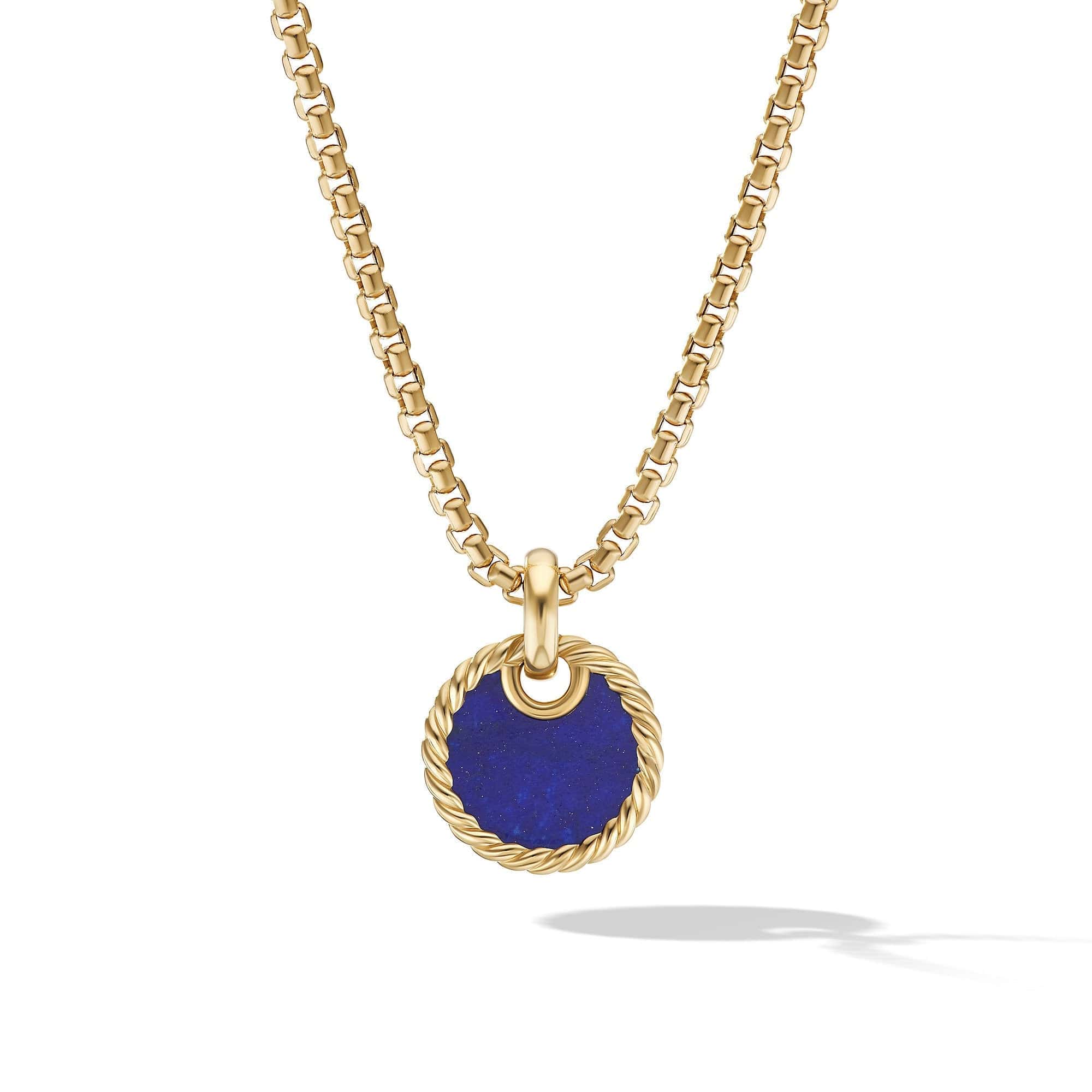 DY Elements® Disc Pendant in 18K Yellow Gold with Lapis