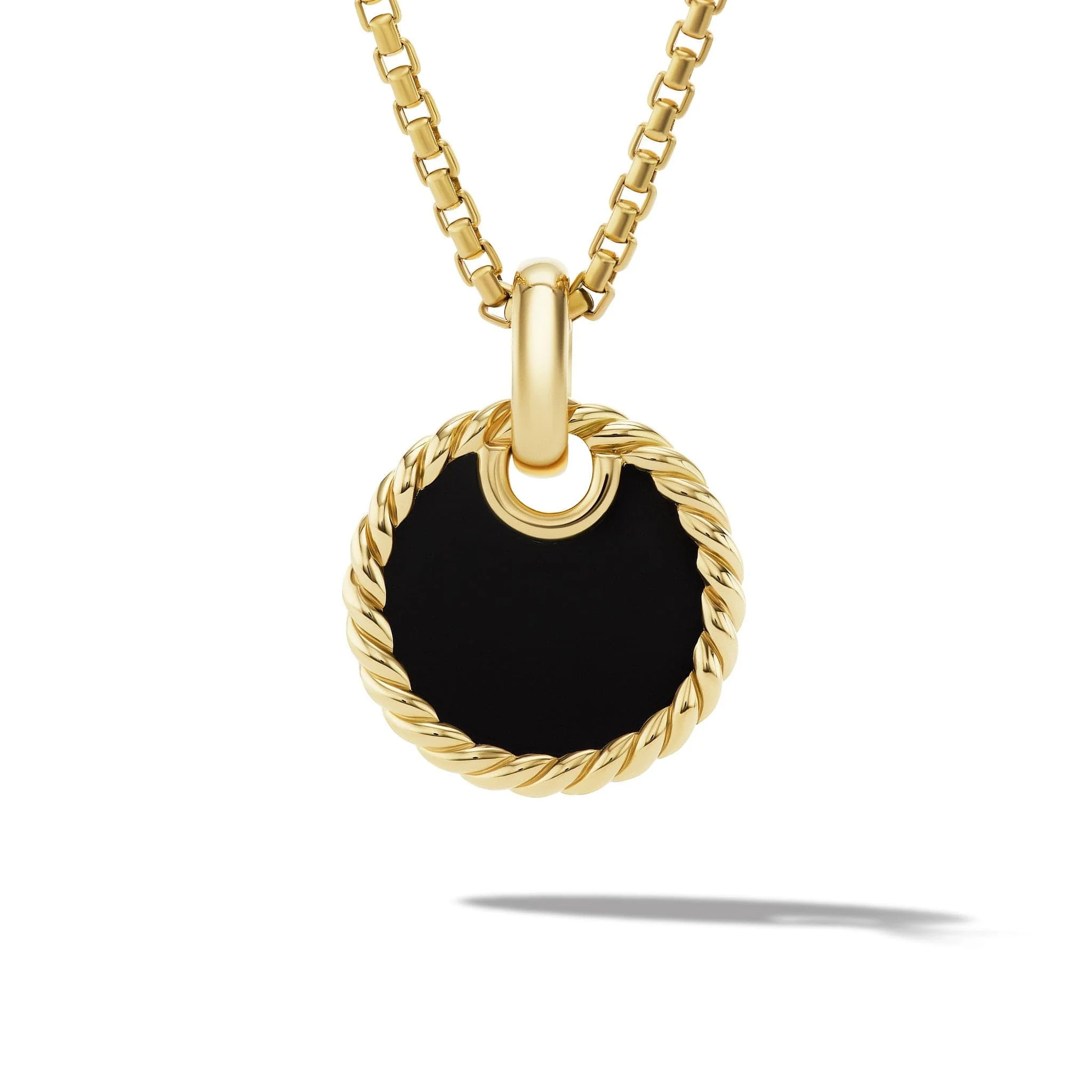 DY Elements® Disc Pendant in 18K Yellow Gold with Black Onyx Reversible to Mother of Pearl