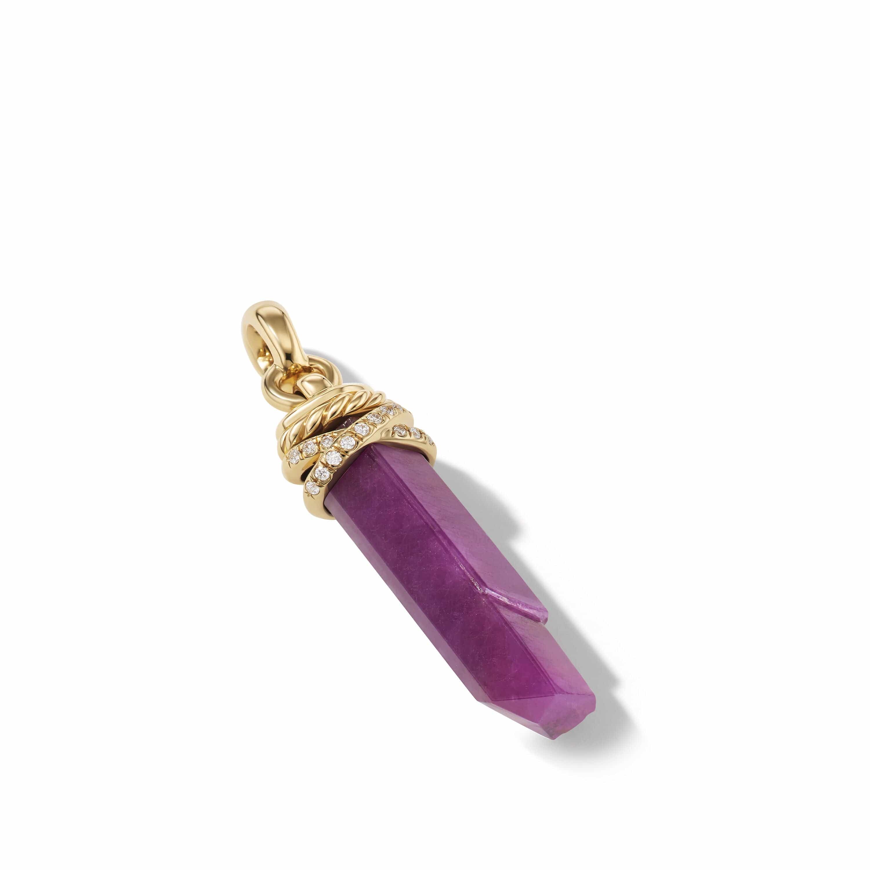 Wrapped Ruby Crystal Amulet with 18K Yellow Gold and Pavé Diamonds - Image 2