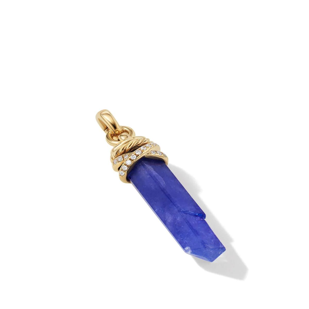 Wrapped Tanzanite Crystal Amulet with 18K Yellow Gold and Pavé Diamonds - Image 2