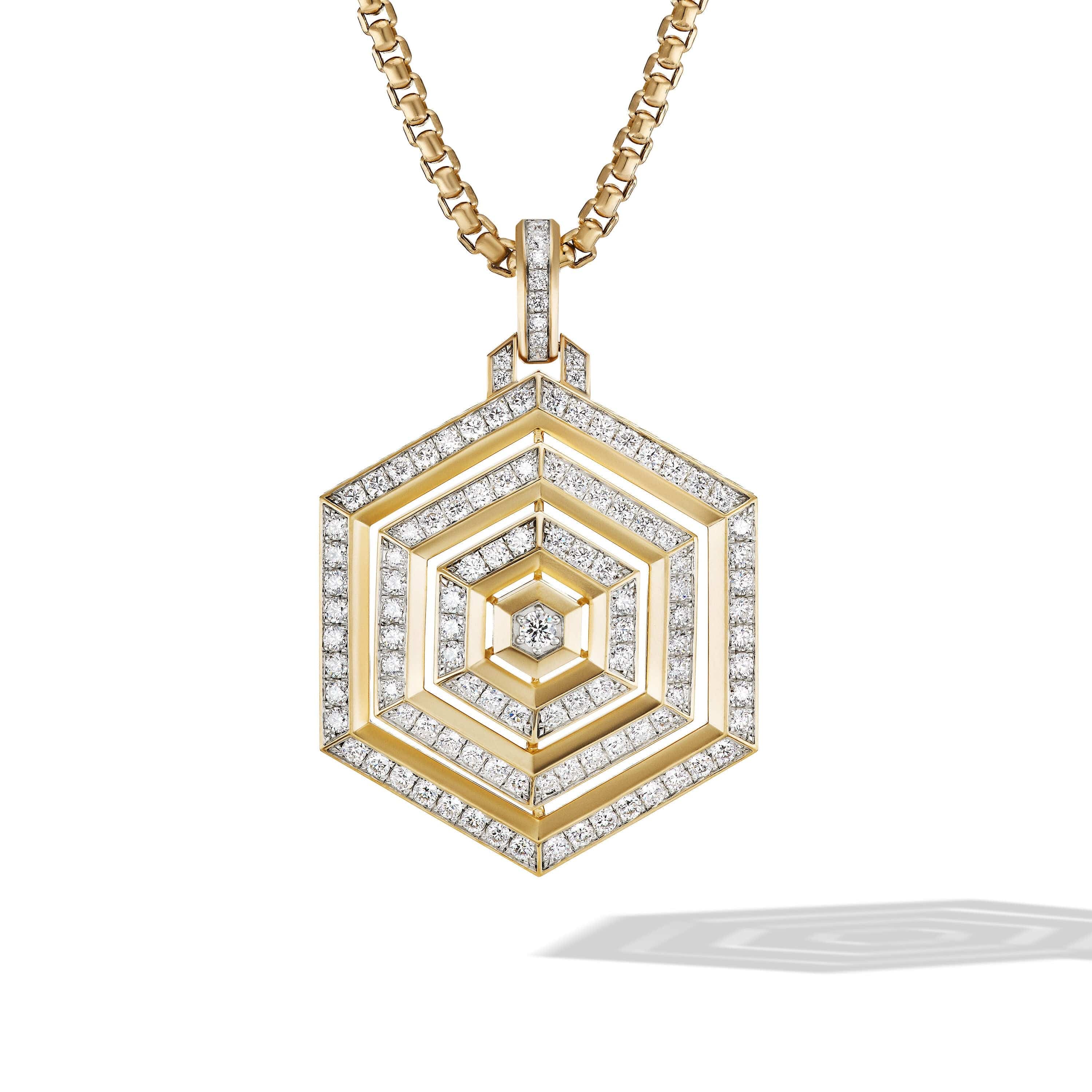 Carlyle Pendant in 18K Yellow Gold with Full Pavé Diamonds
