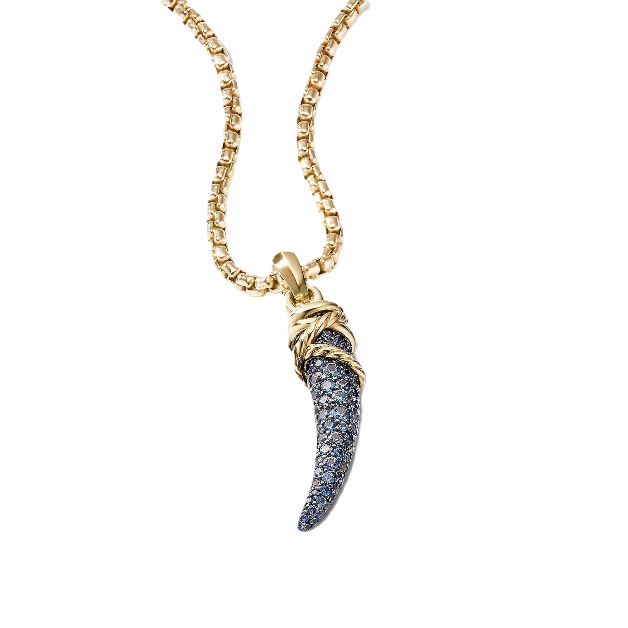 Tusk Amulet with Pavé Blue and Violet Sapphires and 18K Yellow Gold