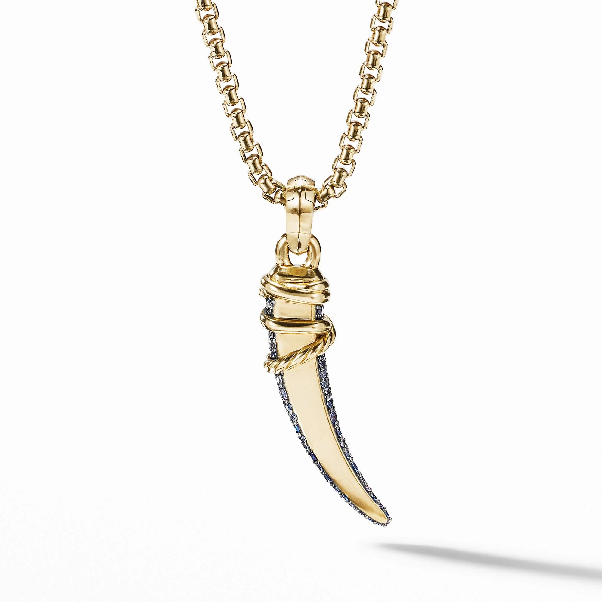 Tusk Amulet with Pavé Blue and Violet Sapphires and 18K Yellow Gold - Image 2