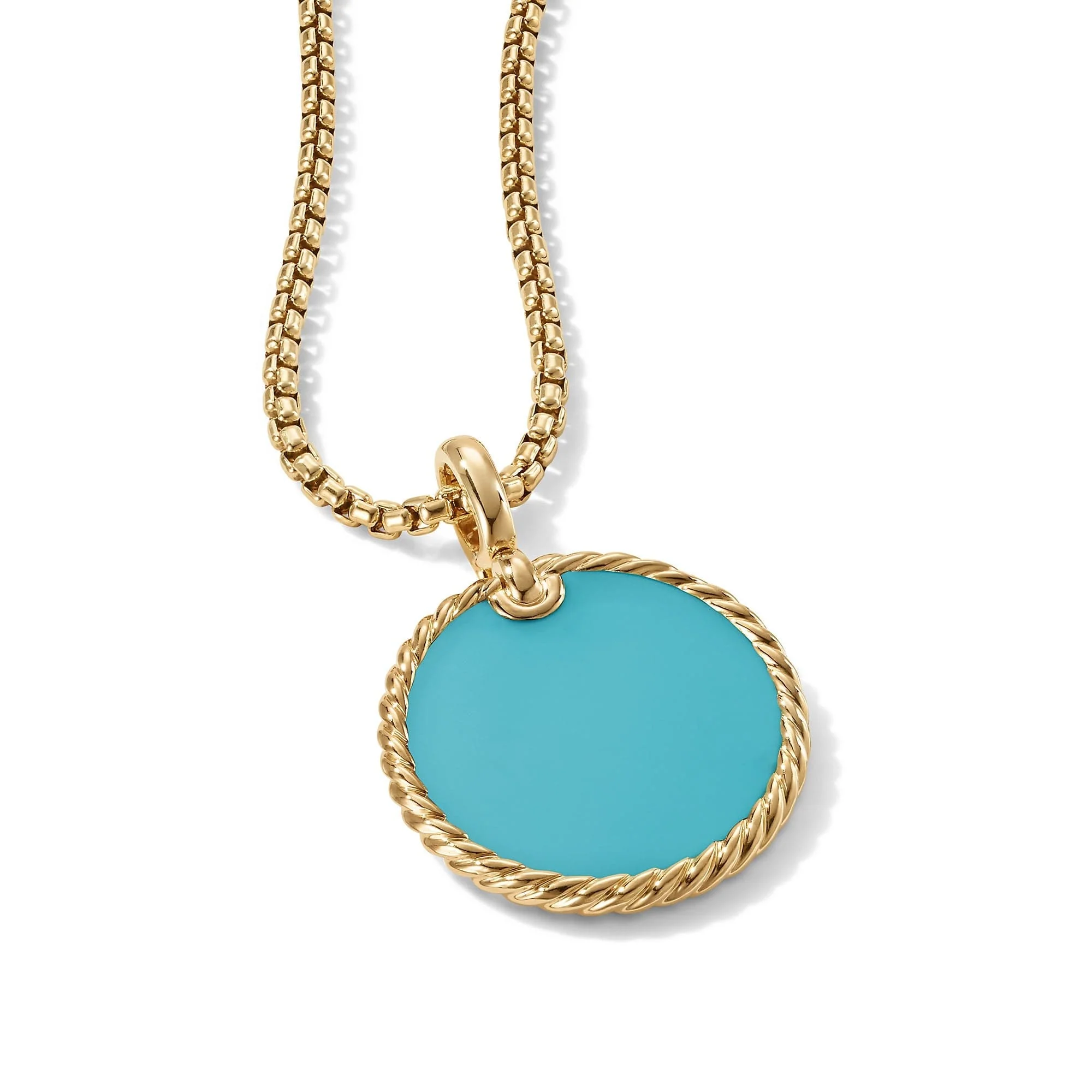 DY Elements® Disc Pendant in 18K Yellow Gold with Turquoise - Image 3