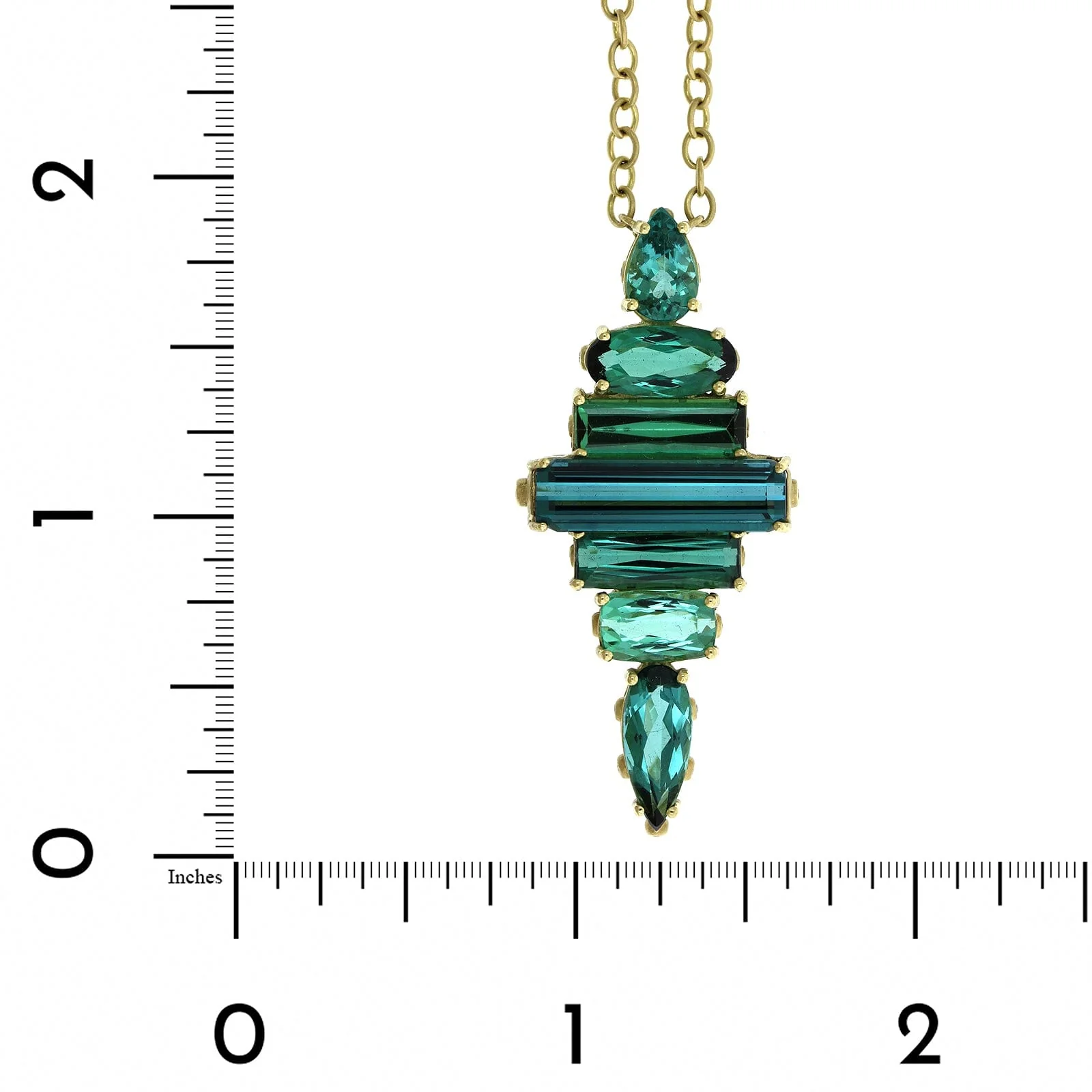Suzy Landa 18K Yellow Gold Green Blue Tourmaline Totem Pendant - Image 4