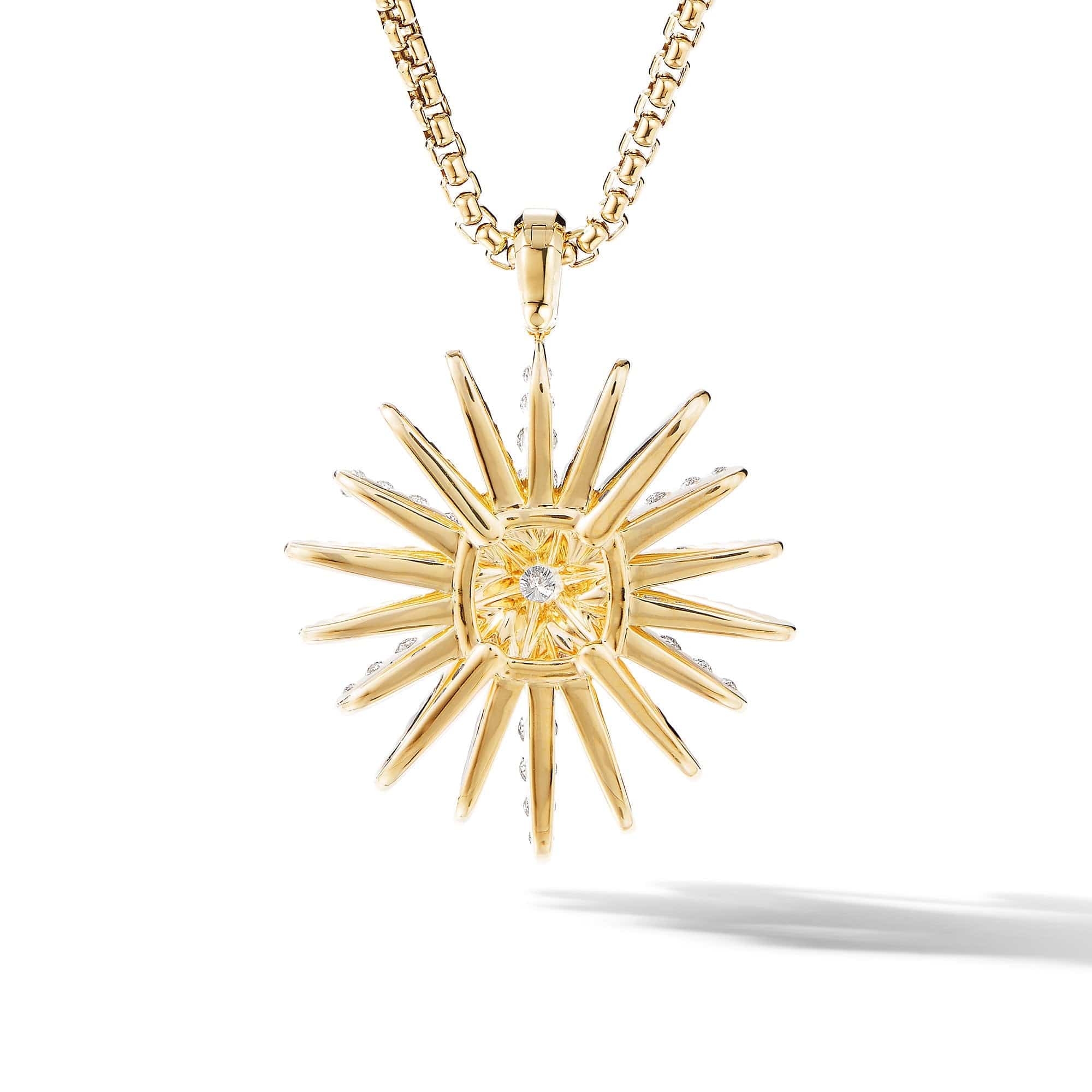 Starburst Pendant in 18K Yellow Gold with Full Pavé Diamonds - Image 3