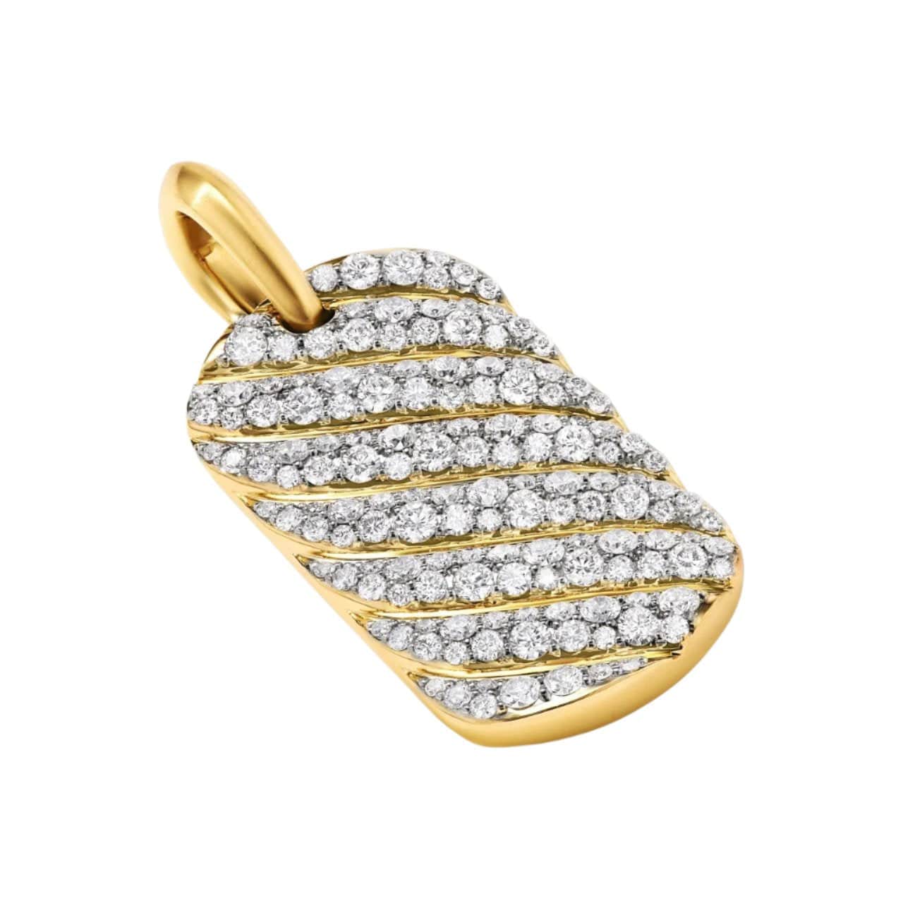 Sculpted Cable Tag in 18K Yellow Gold and Diamonds