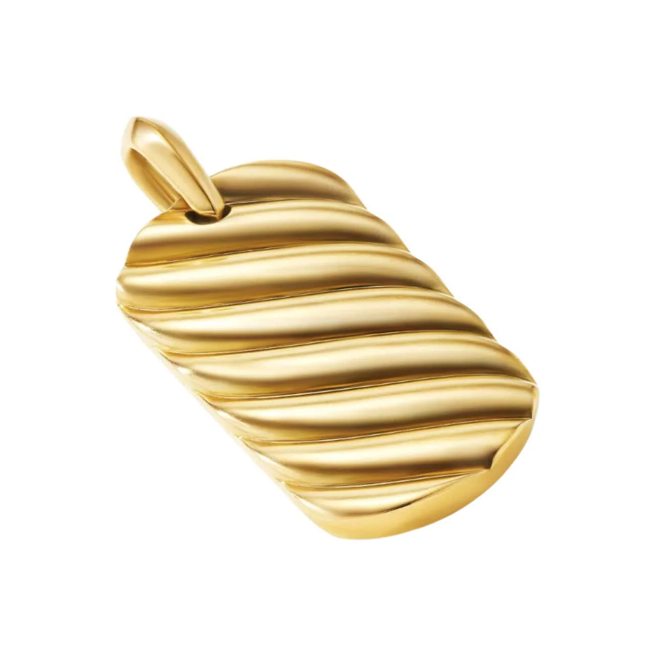 Sculpted Cable Tag in 18K Yellow Gold