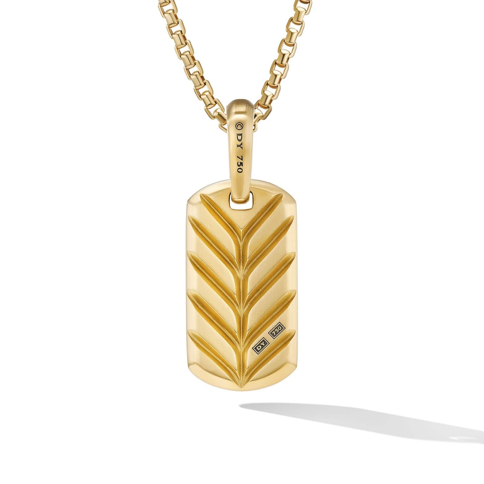 Chevron Tag in 18K Yellow Gold with Black Diamonds, 21mm - Image 2