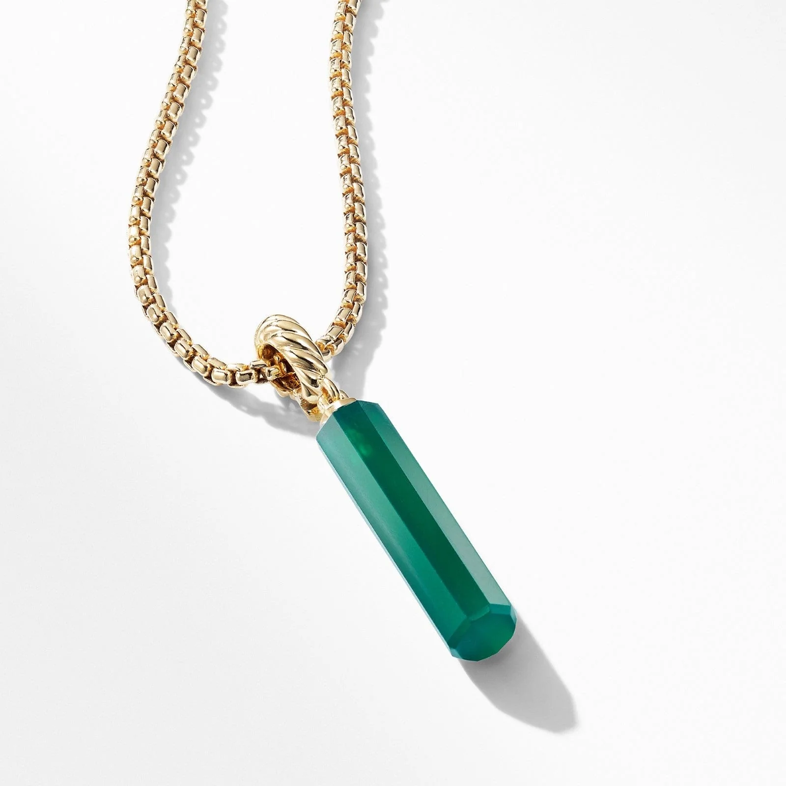 Barrel Amulet with Green Onyx and 18K Yellow Gold, 20mm - Image 2