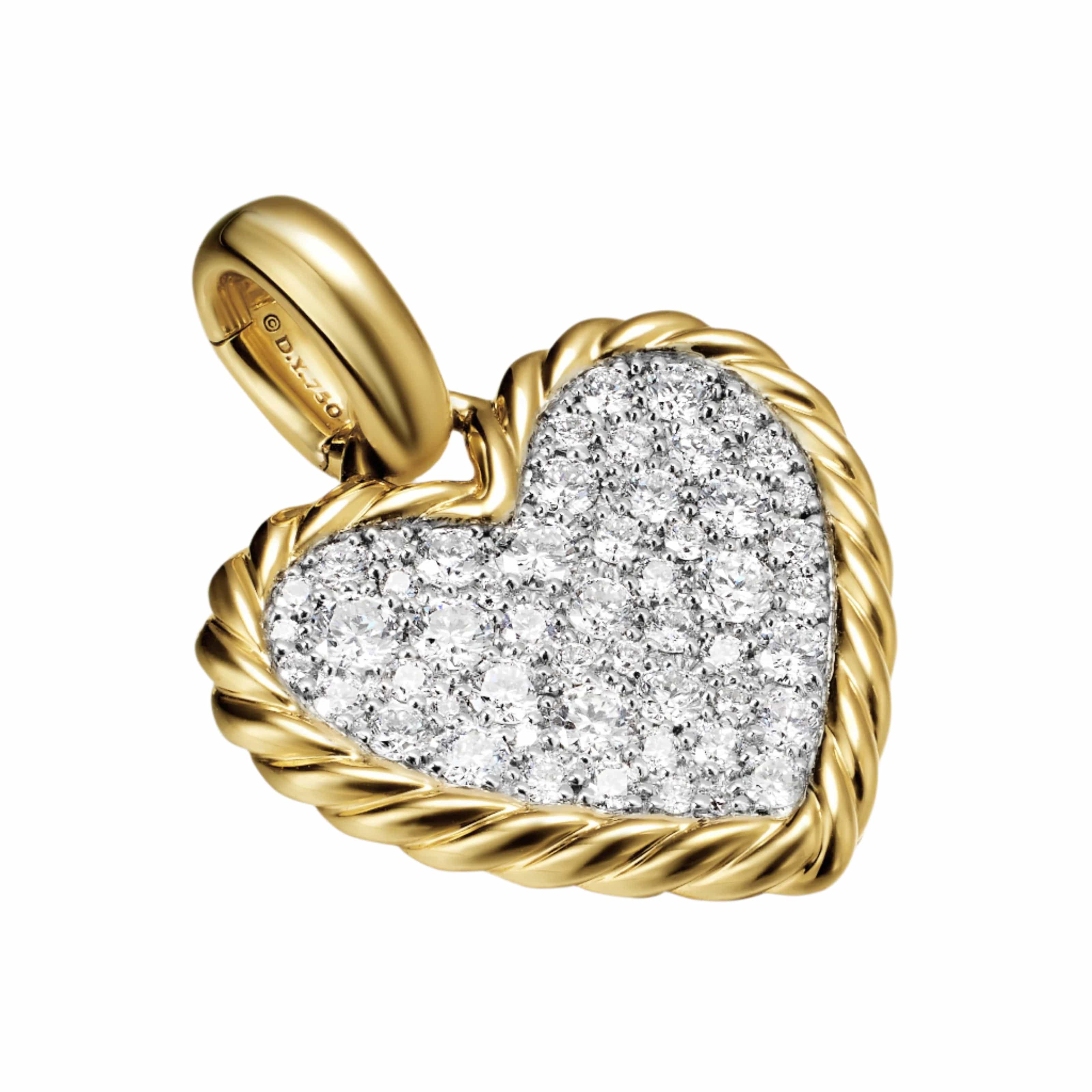 Pavé Heart Amulet 18K Yellow Gold with Diamonds, 15.6mm
