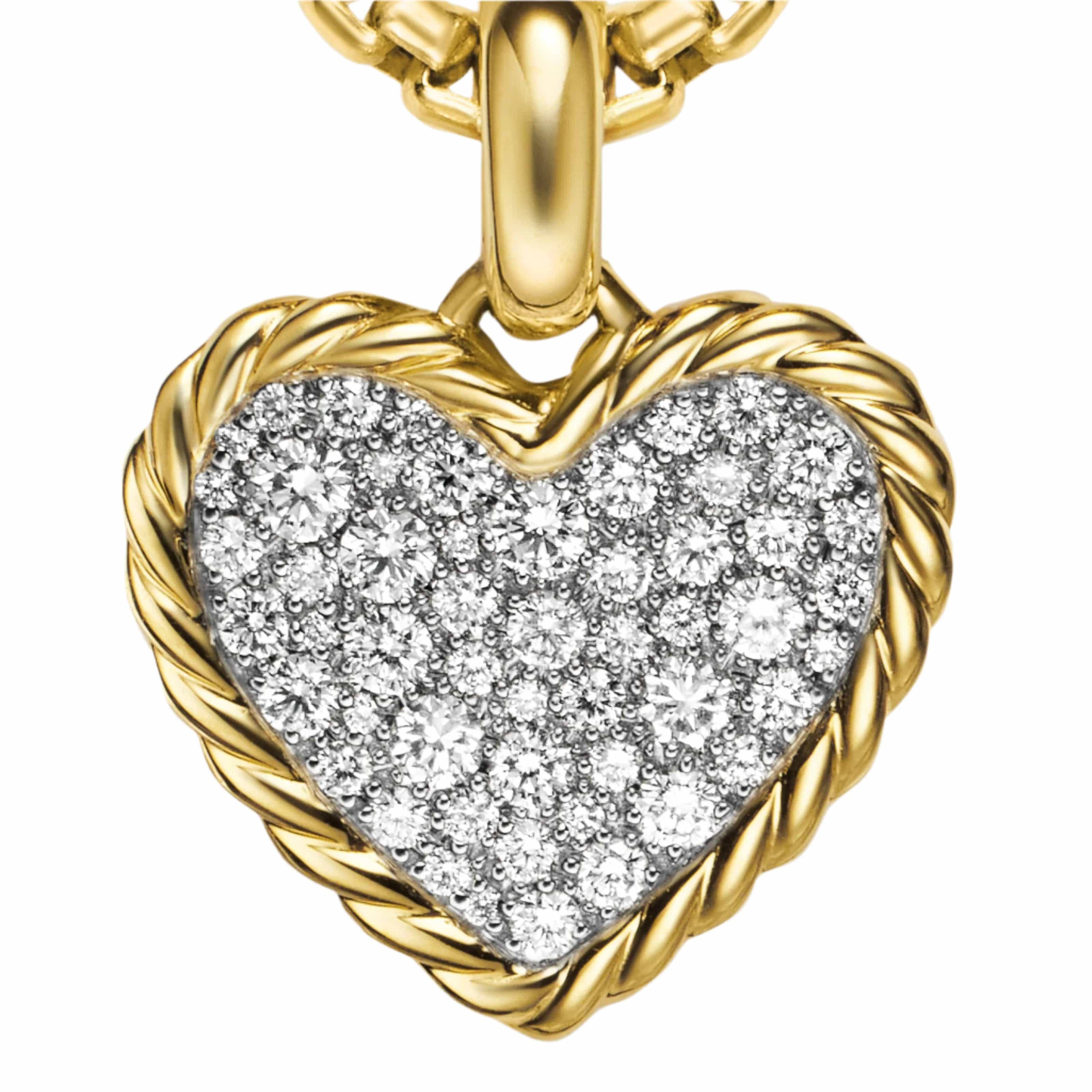 Pavé Heart Amulet 18K Yellow Gold with Diamonds, 15.6mm - Image 3