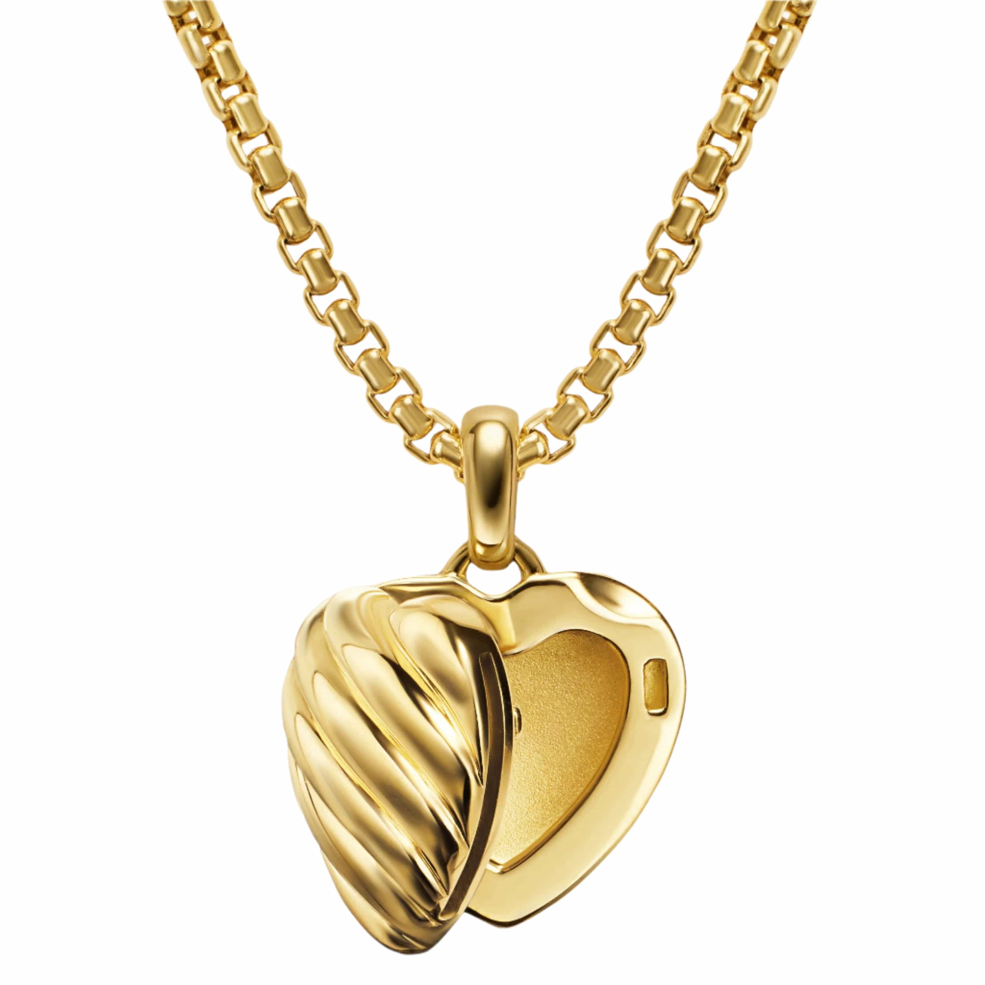 Sculpted Cable Heart Locket 18K Yellow Gold, 23mm - Image 2