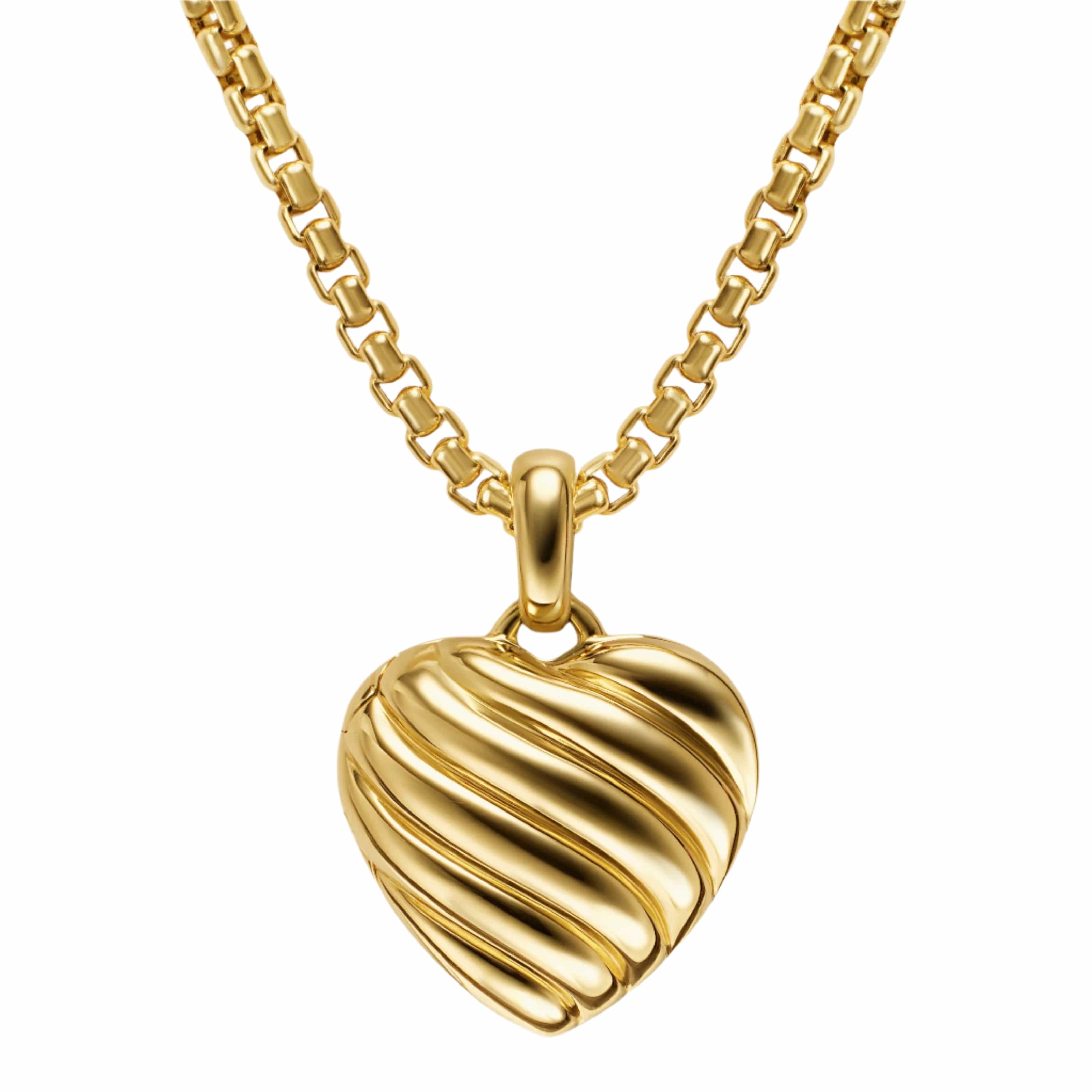 Sculpted Cable Heart Locket 18K Yellow Gold, 23mm - Image 3