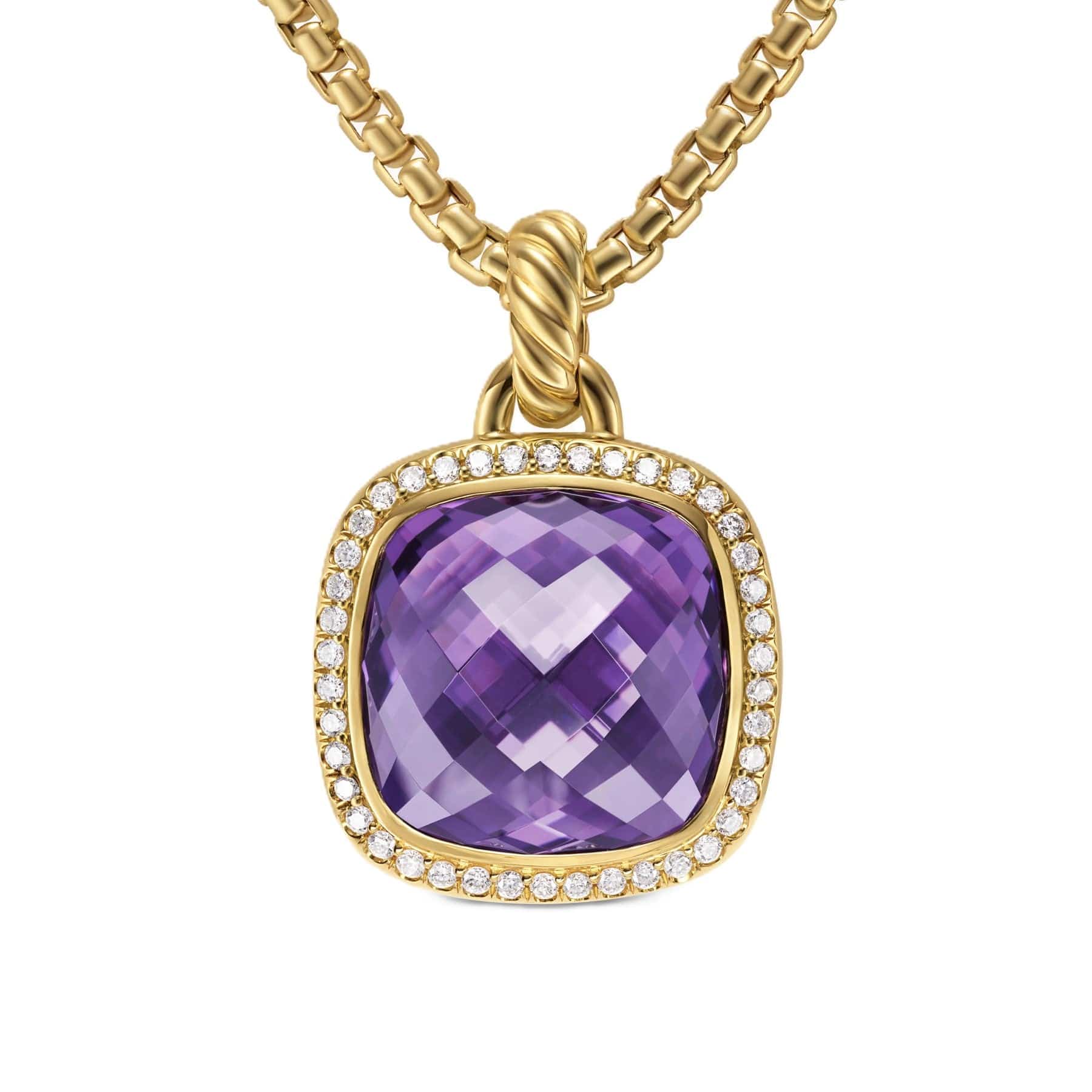 Albion® Pendant 18K Yellow Gold with Amethyst and Diamonds, 15mm