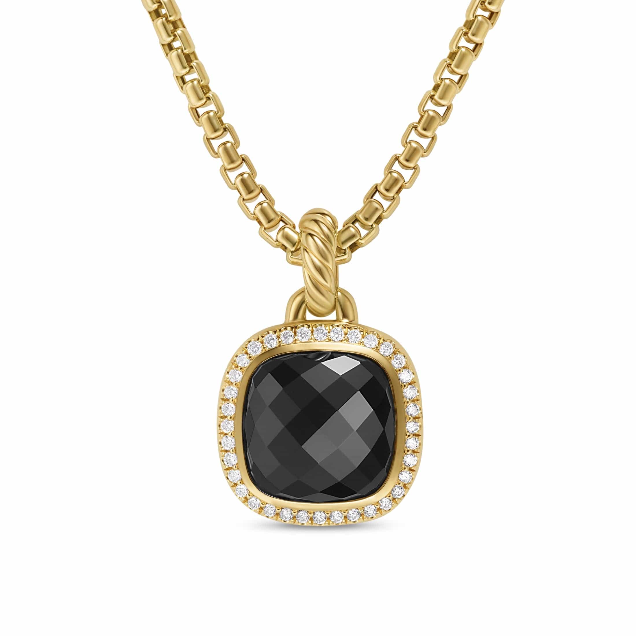 Albion® Pendant 18K Yellow Gold with Black Onyx and Diamonds, 11mm