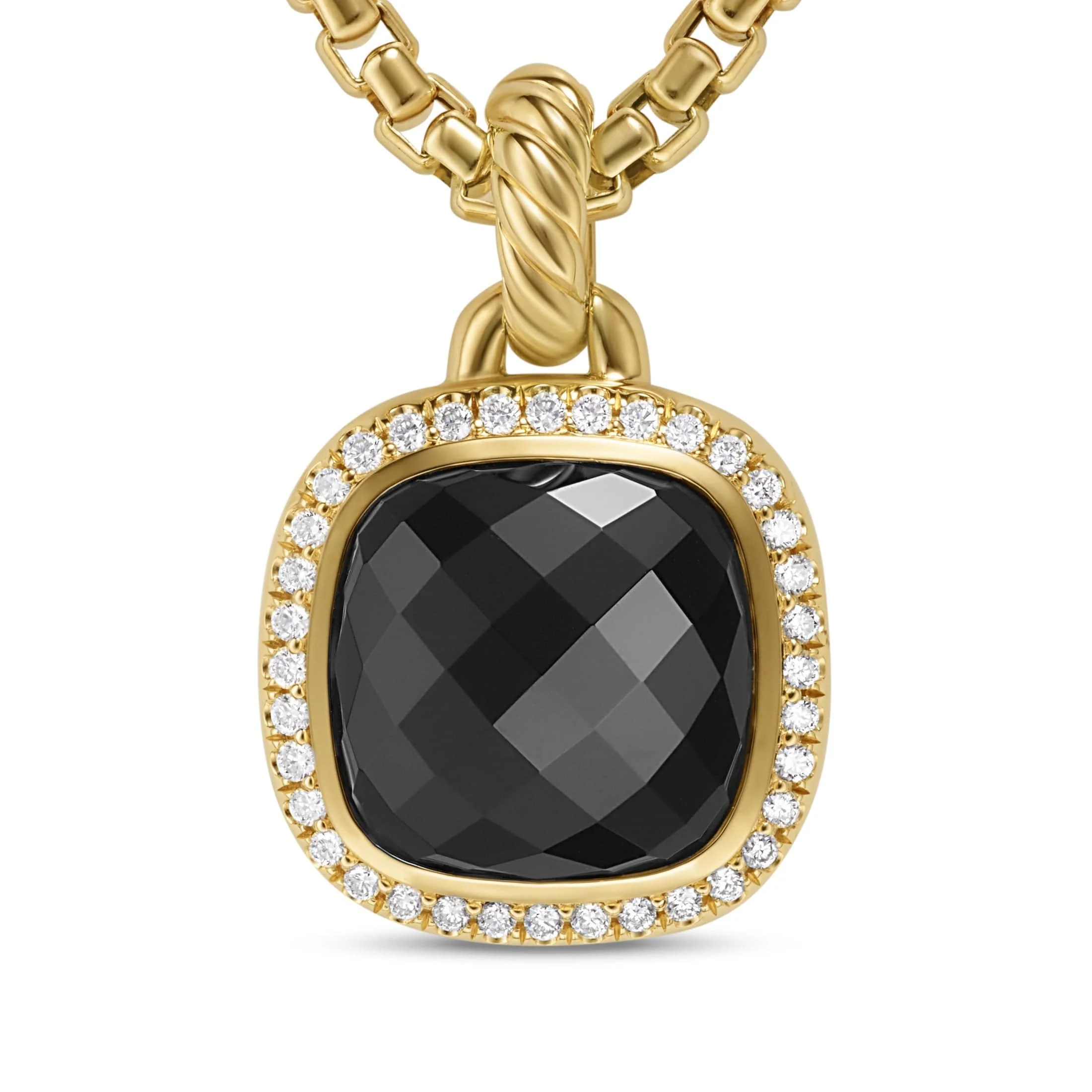 Albion® Pendant 18K Yellow Gold with Black Onyx and Diamonds, 11mm - Image 4