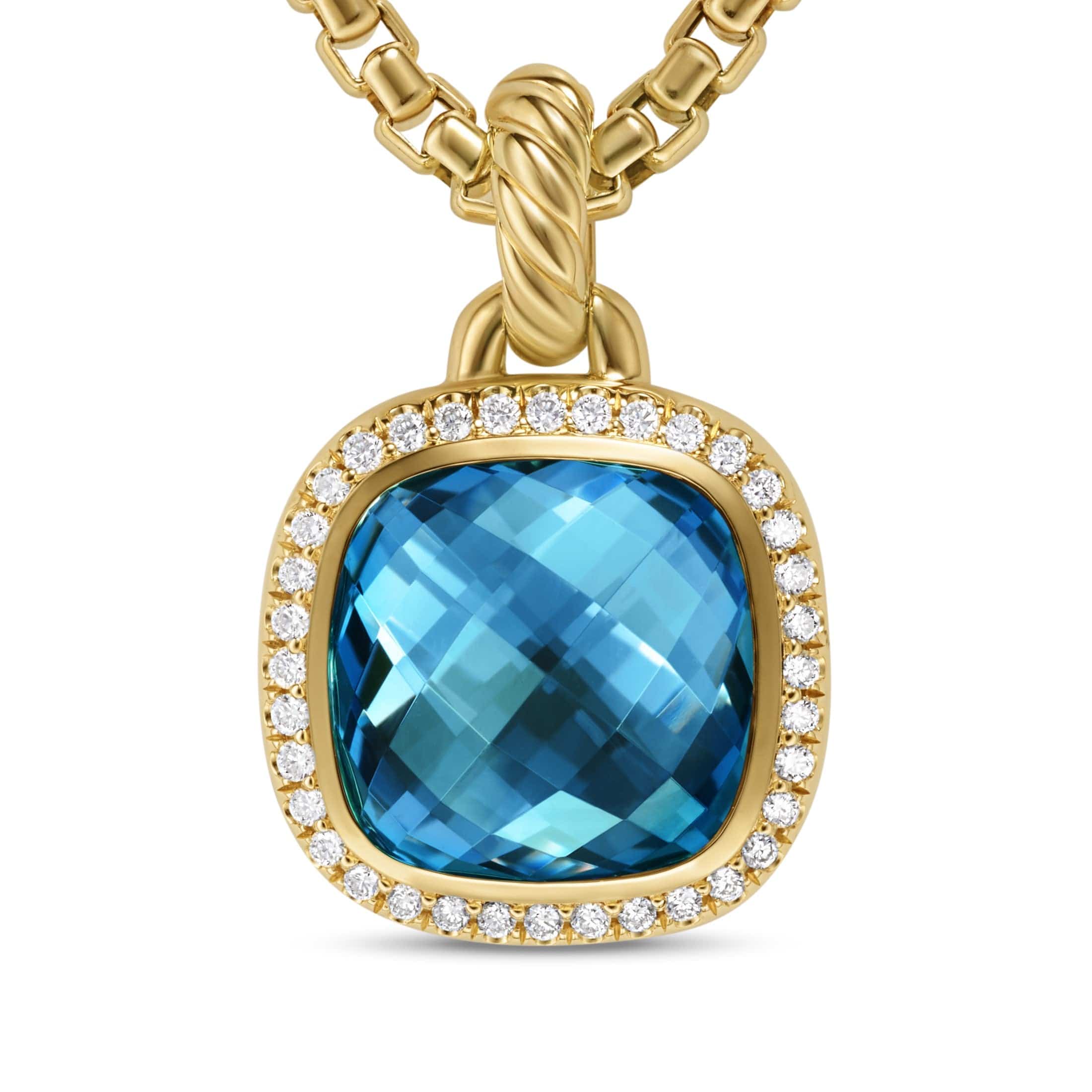 Albion® Pendant 18K Yellow Gold with Hampton Blue Topaz and Diamonds, 11mm - Image 4