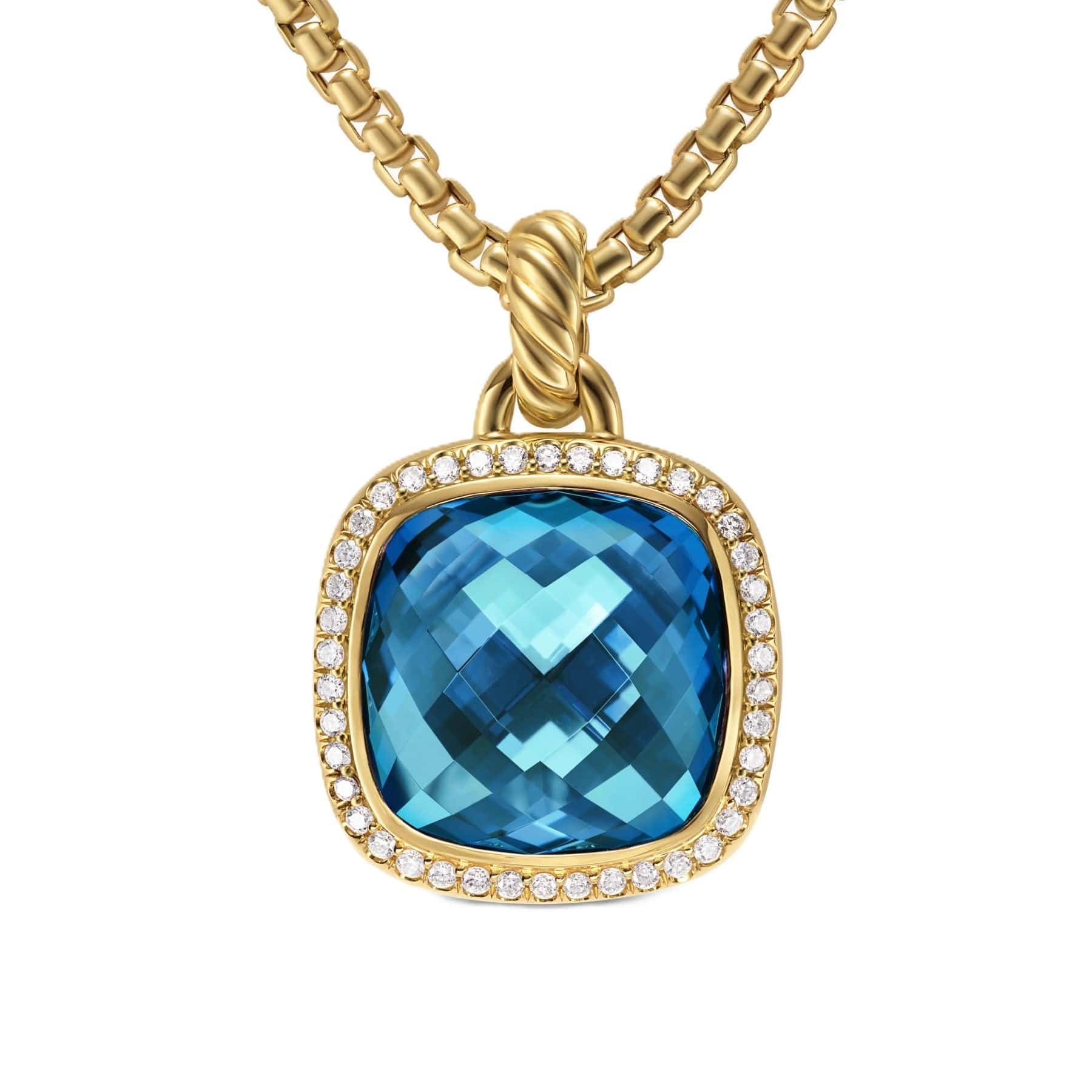 Albion® Pendant 18K Yellow Gold with Hampton Blue Topaz and Diamonds, 15mm