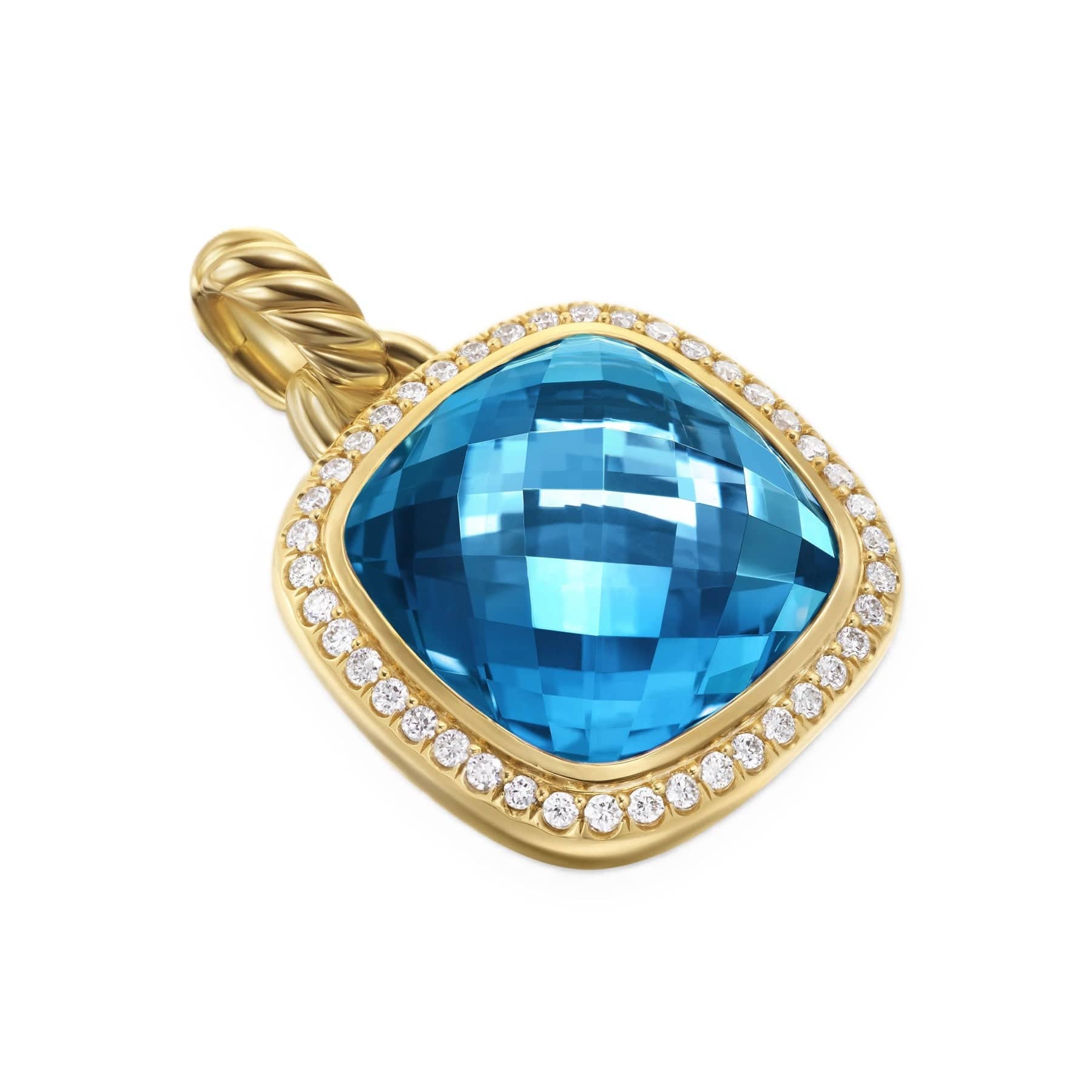 Albion® Pendant 18K Yellow Gold with Hampton Blue Topaz and Diamonds, 15mm - Image 2