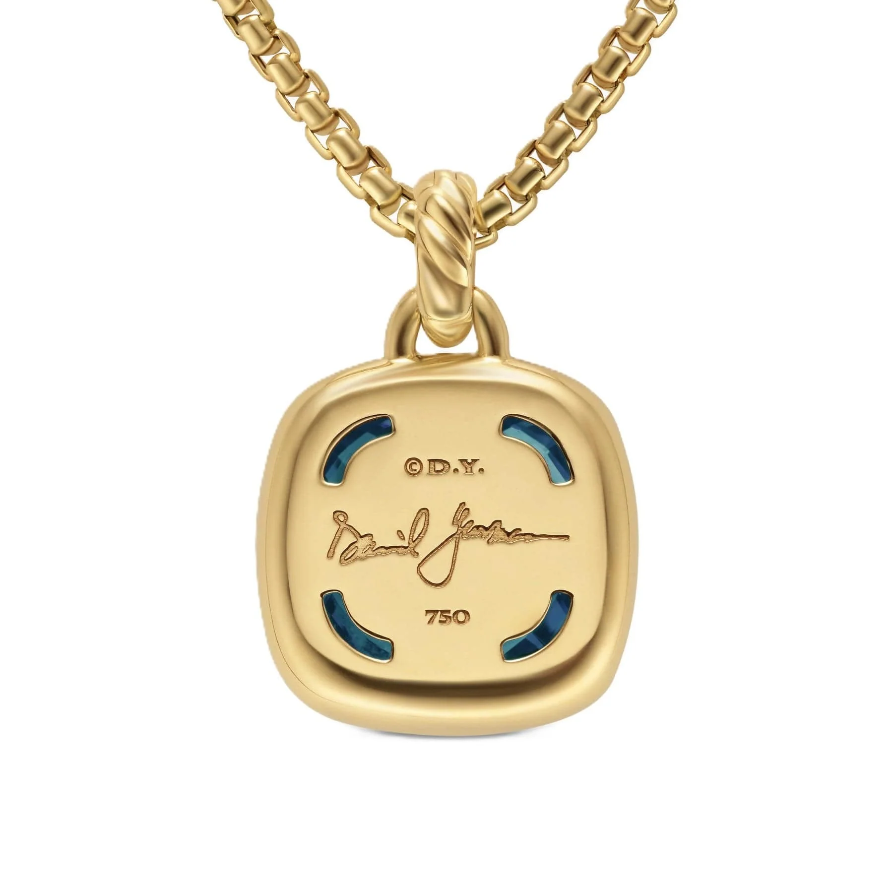 Albion® Pendant 18K Yellow Gold with Hampton Blue Topaz and Diamonds, 15mm - Image 3
