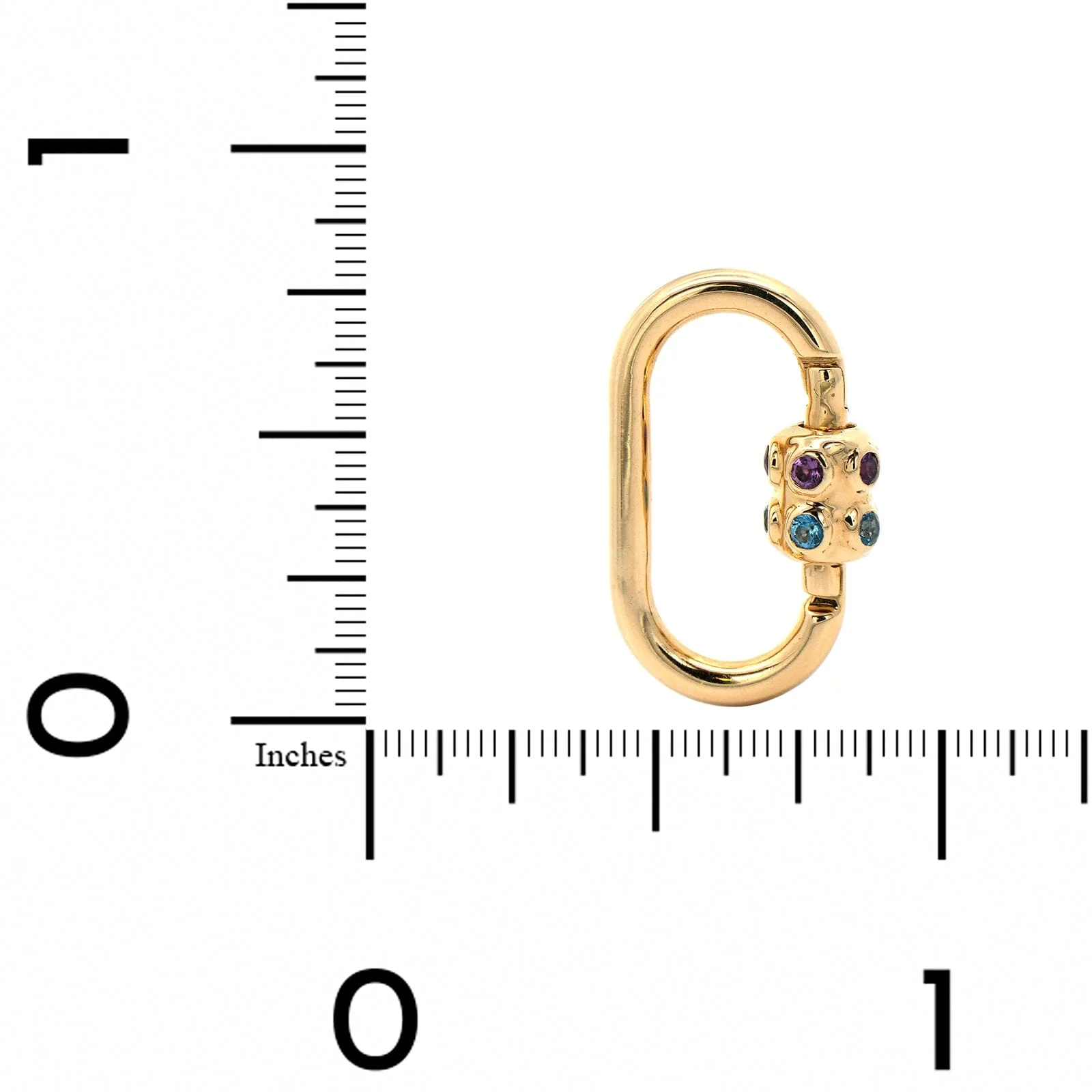 14K Yellow Gold Blue Topaz and Amethyst Carabiner Charm - Image 4