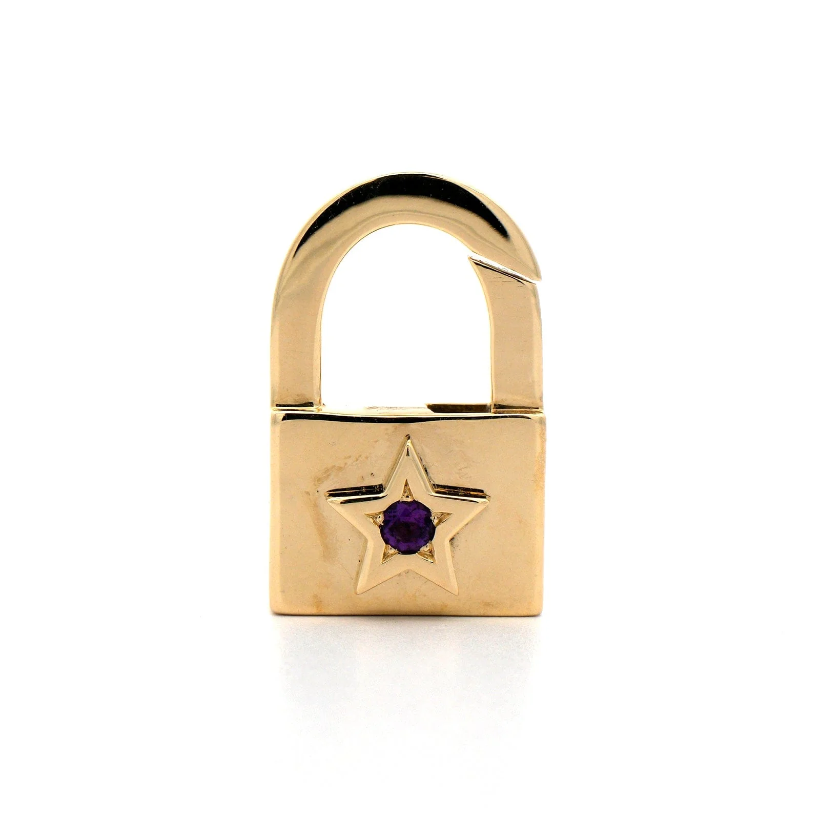 14K Yellow Gold Amethyst and Topaz Star Lock Enhancer - Image 3