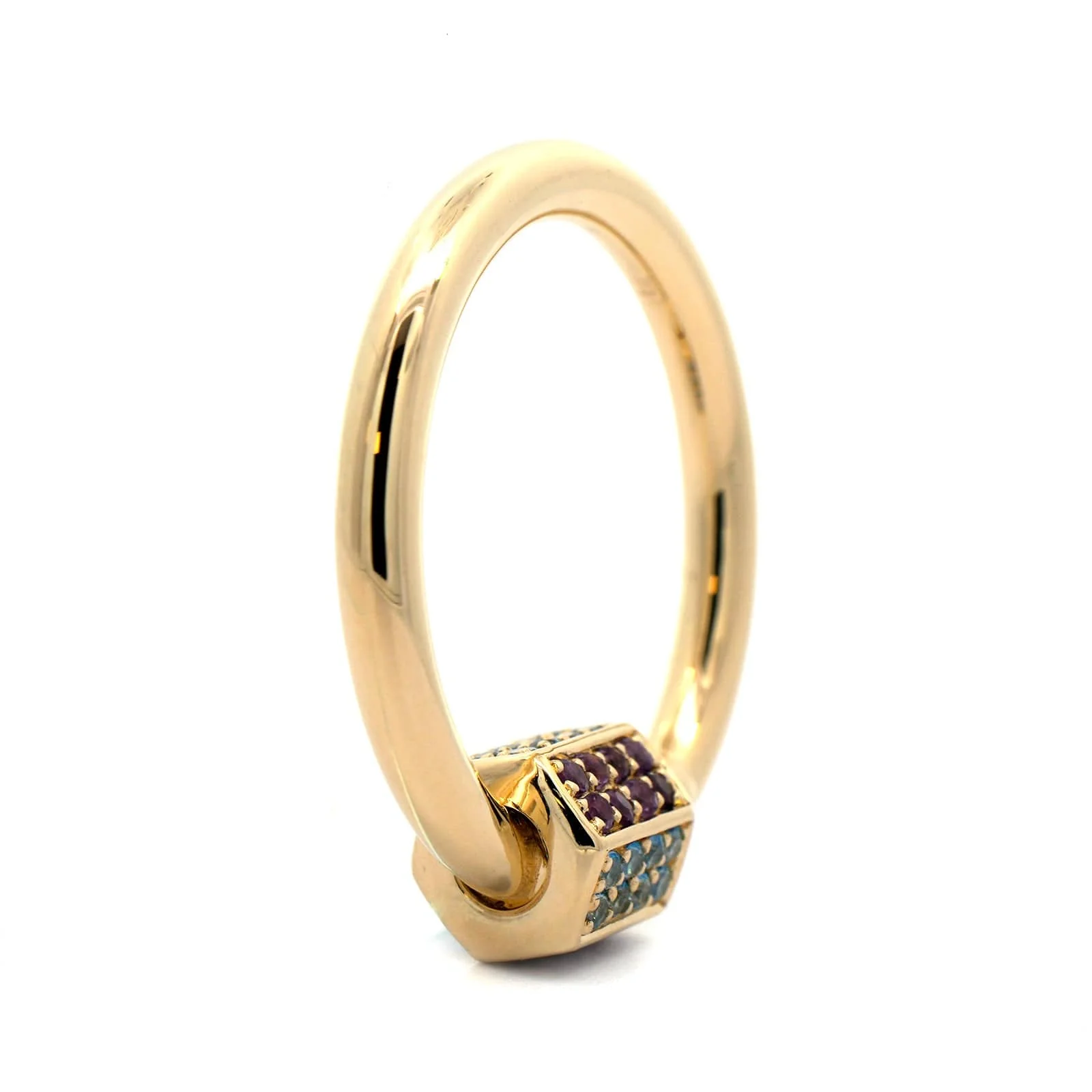 14K Yellow Gold Amethyst and Topaz Carabiner Enhancer - Image 2