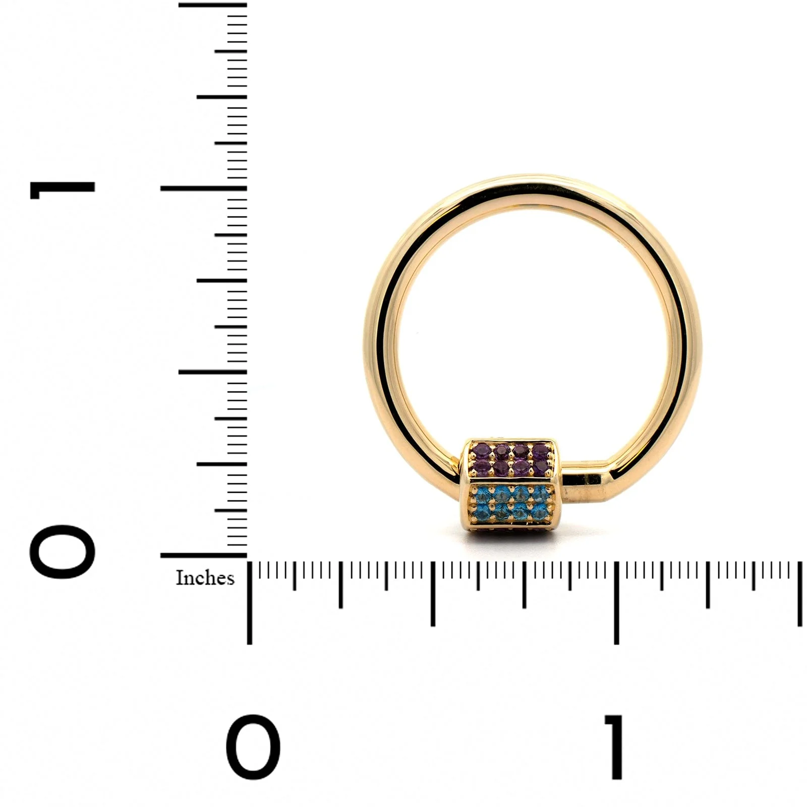 14K Yellow Gold Amethyst and Topaz Carabiner Enhancer - Image 4