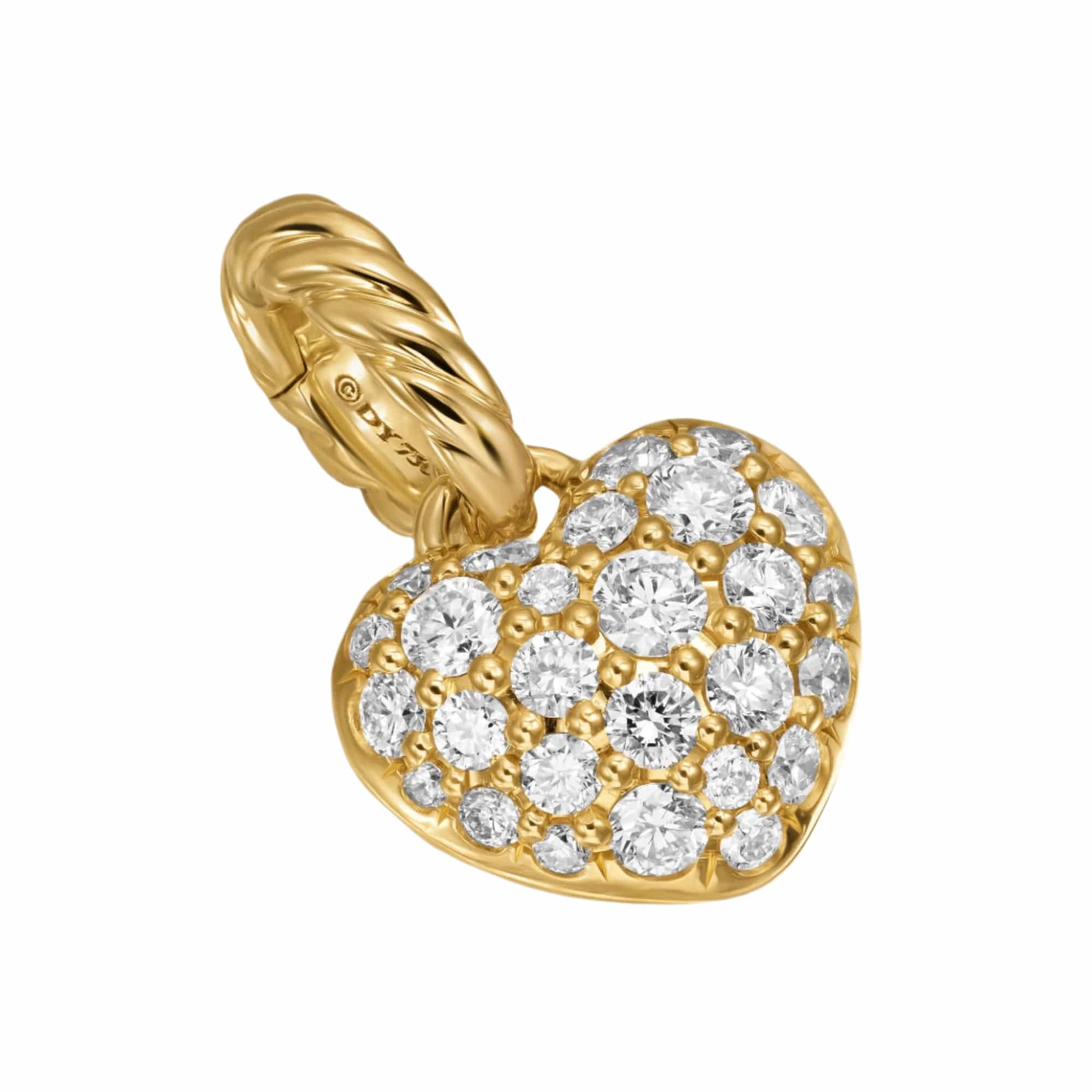 Petite Pavé Heart Amulet 18K Yellow Gold with Diamonds, 7.4mm