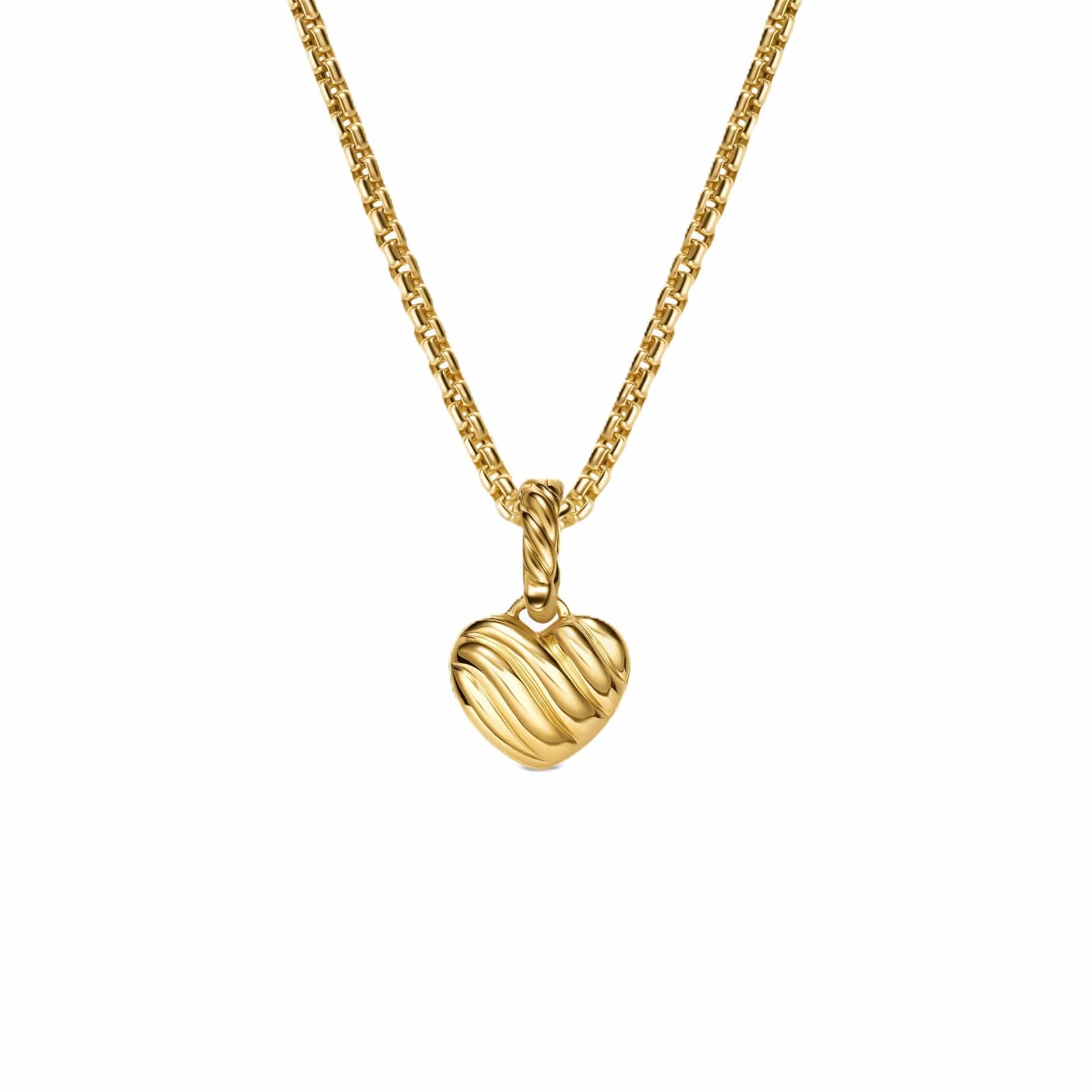 Petite Pavé Heart Amulet 18K Yellow Gold with Pink Sapphires, 7.4mm - Image 4