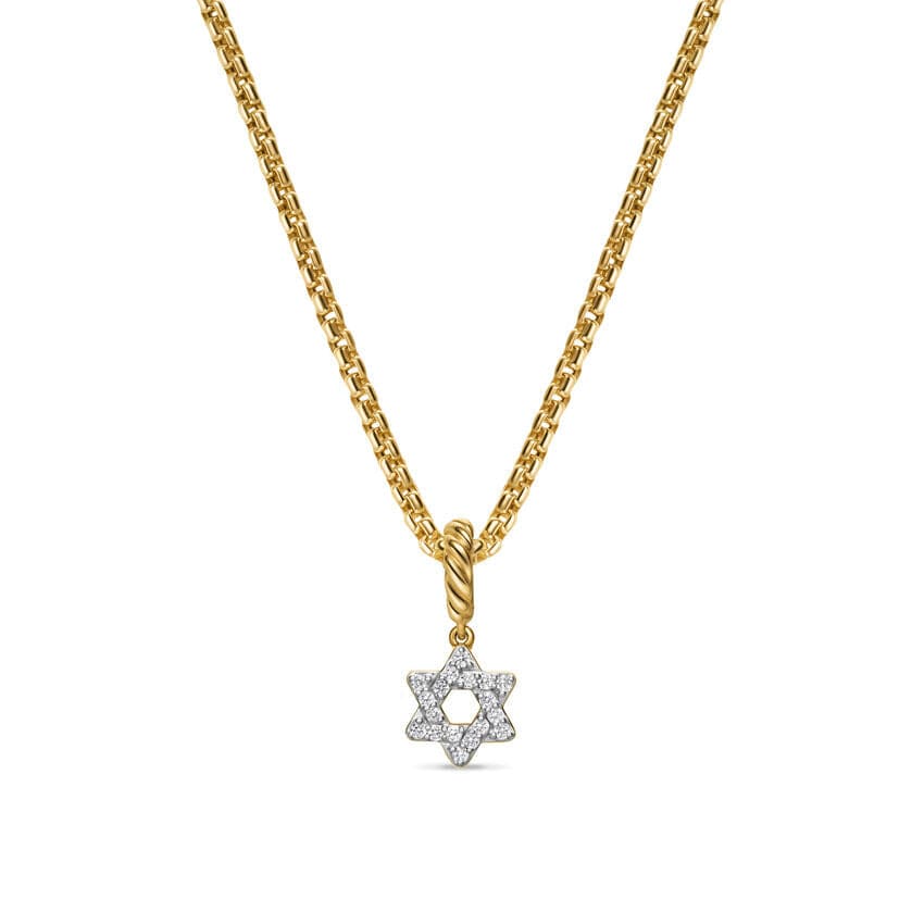 Micro Pavé Star of David Amulet in 18K Yellow Gold with Diamonds, 7.4mm - Image 2