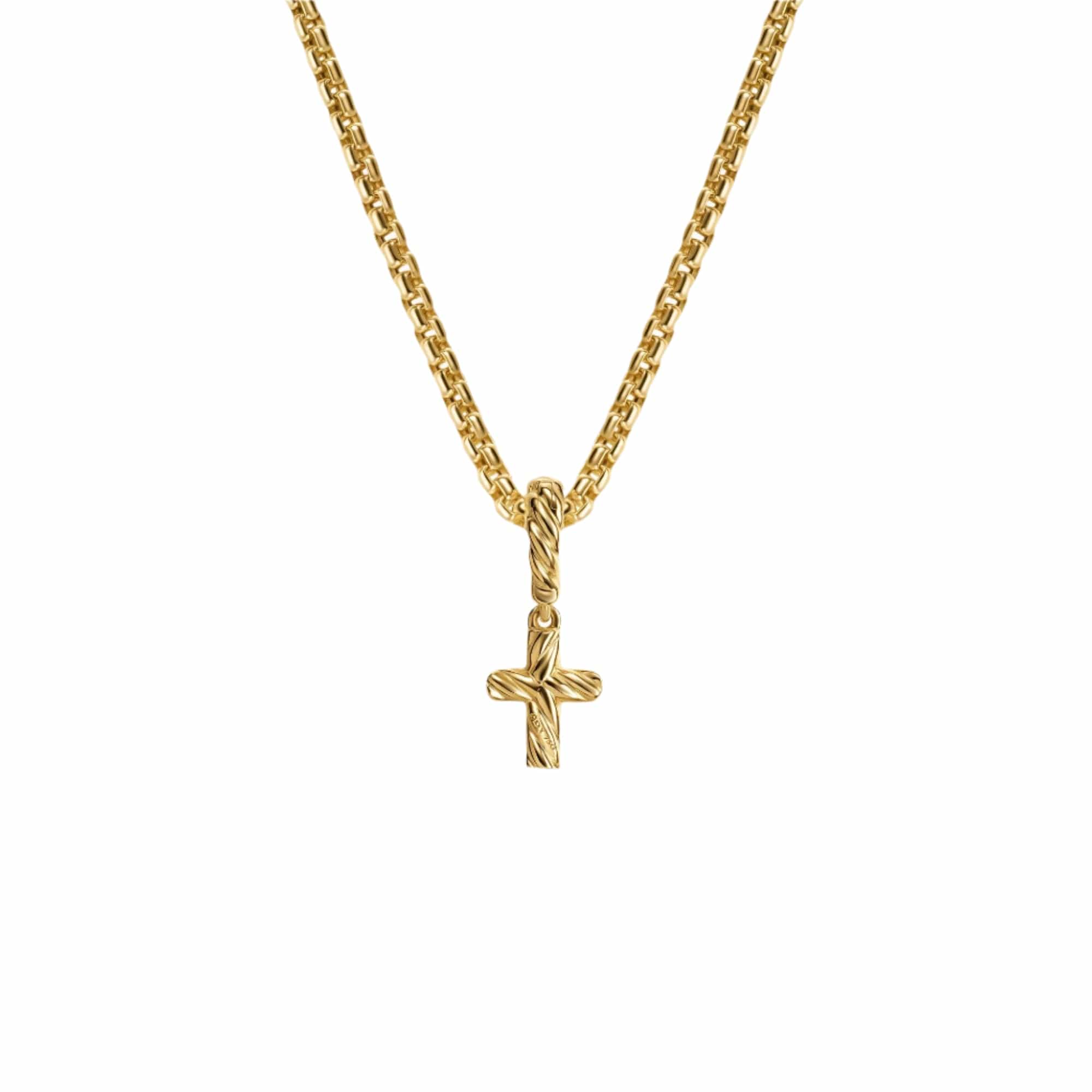 Micro Pavé Cross Amulet 18K Yellow Gold with Diamonds, 8mm - Image 3