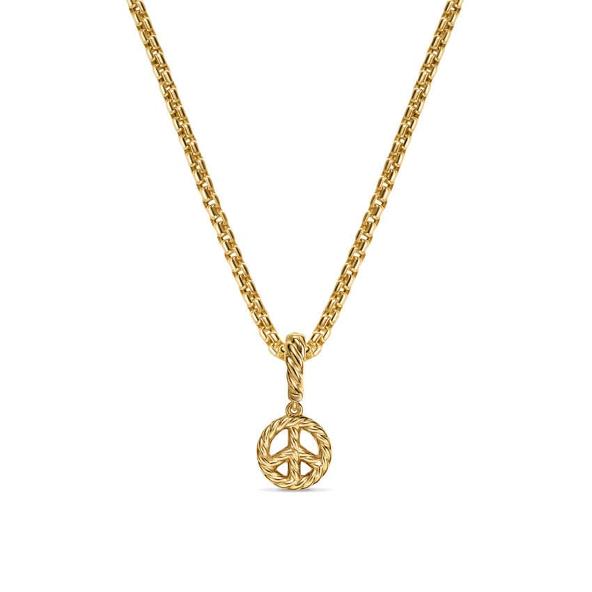 Micro Pavé Peace Sign Amulet in 18K Yellow Gold with Diamonds, 7.6mm - Image 3